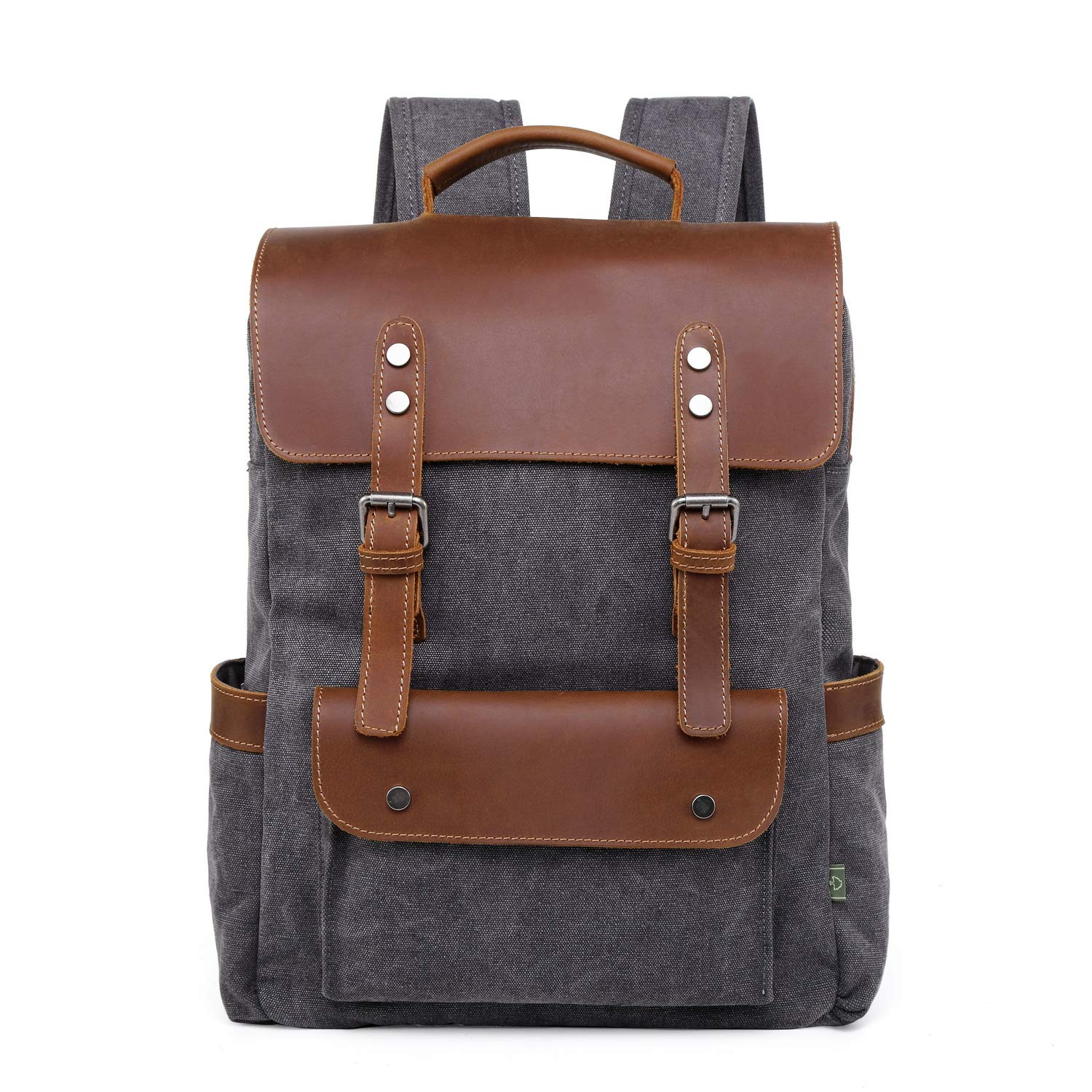 TSD Brand Valley Hill Canvas Backpack - Durable Grey School Backpack for College Students, Hiking & Travel Daypack - Water-Resistant & Spacious Laptop Bag