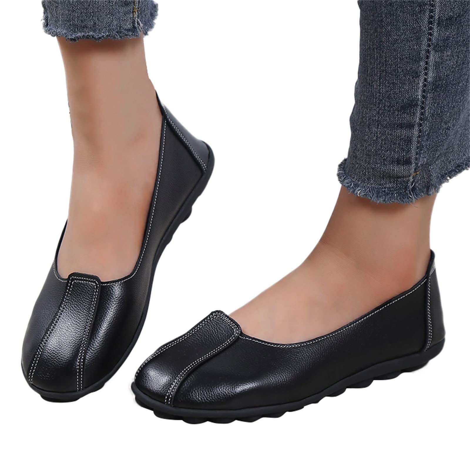 Aniywn Women's Faux Leather Loafers - Comfortable Casual Slip-On Moccasins with Round Toe for Walking, Driving & Everyday Wear | Soft Wild Flats for Office, Travel & Outfits