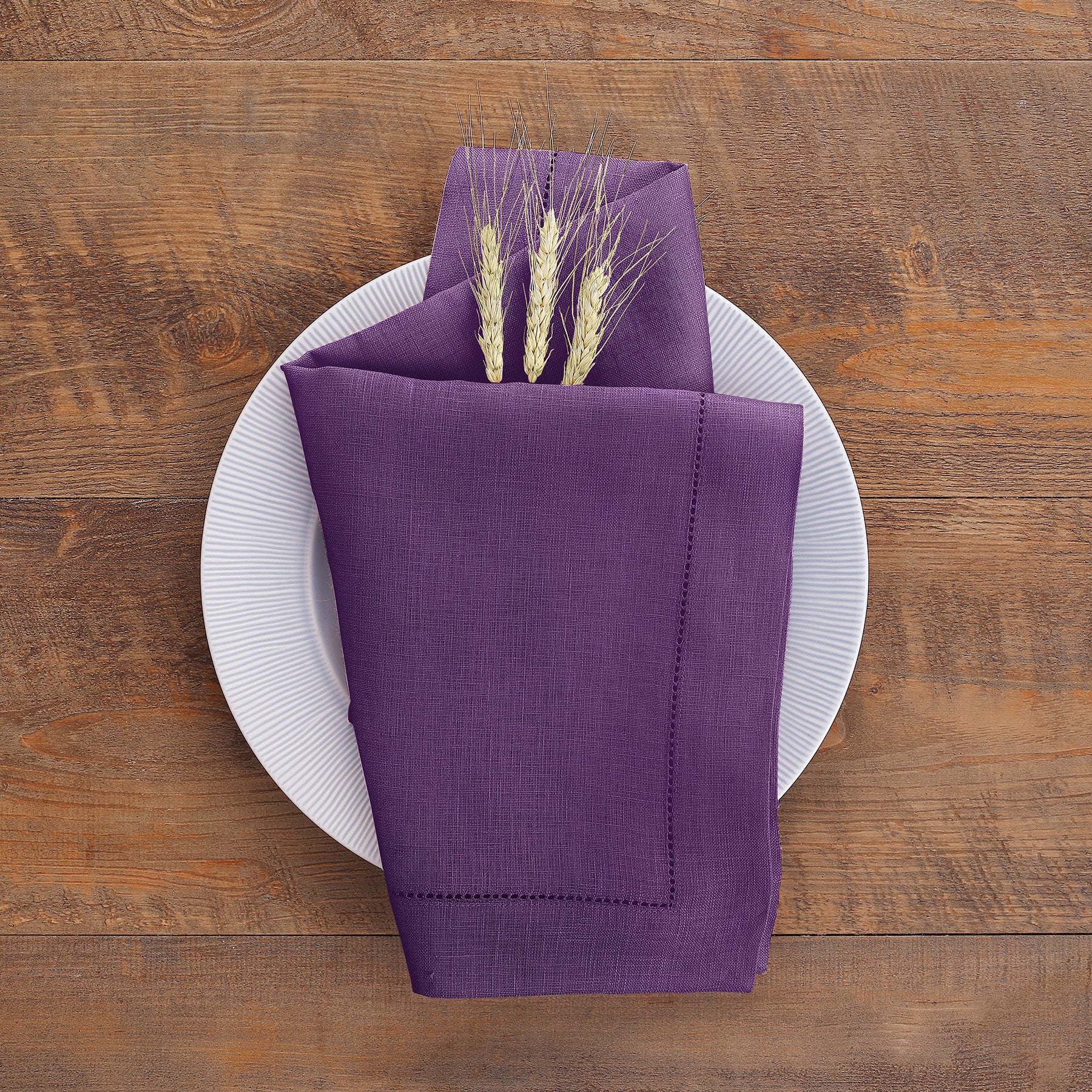 Premium Classic Hemstitch Napkins - 100% Cotton Linen Dinner Napkins for Formal Dining, Weddings & Special Occasions
