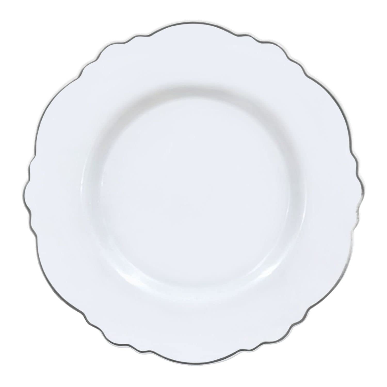 Elegant Disposable Plastic Dinnerware Set - Heavy Duty Blossom Rim Design Plates (7.5