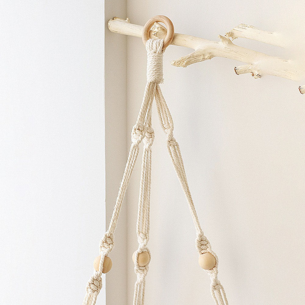 Handmade Macrame Hanging Corner Shelf - Boho Wall Decor for Plants & Books - Perfect for Living Room, Bedroom & Bathroom Storage