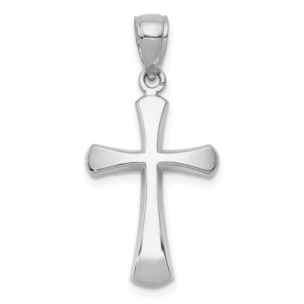 10K Gold Polished Beveled Cross Pendant Necklace - Elegant Round Tip Charm for Women | Perfect for Everyday Wear, Gifts & Special Occasions