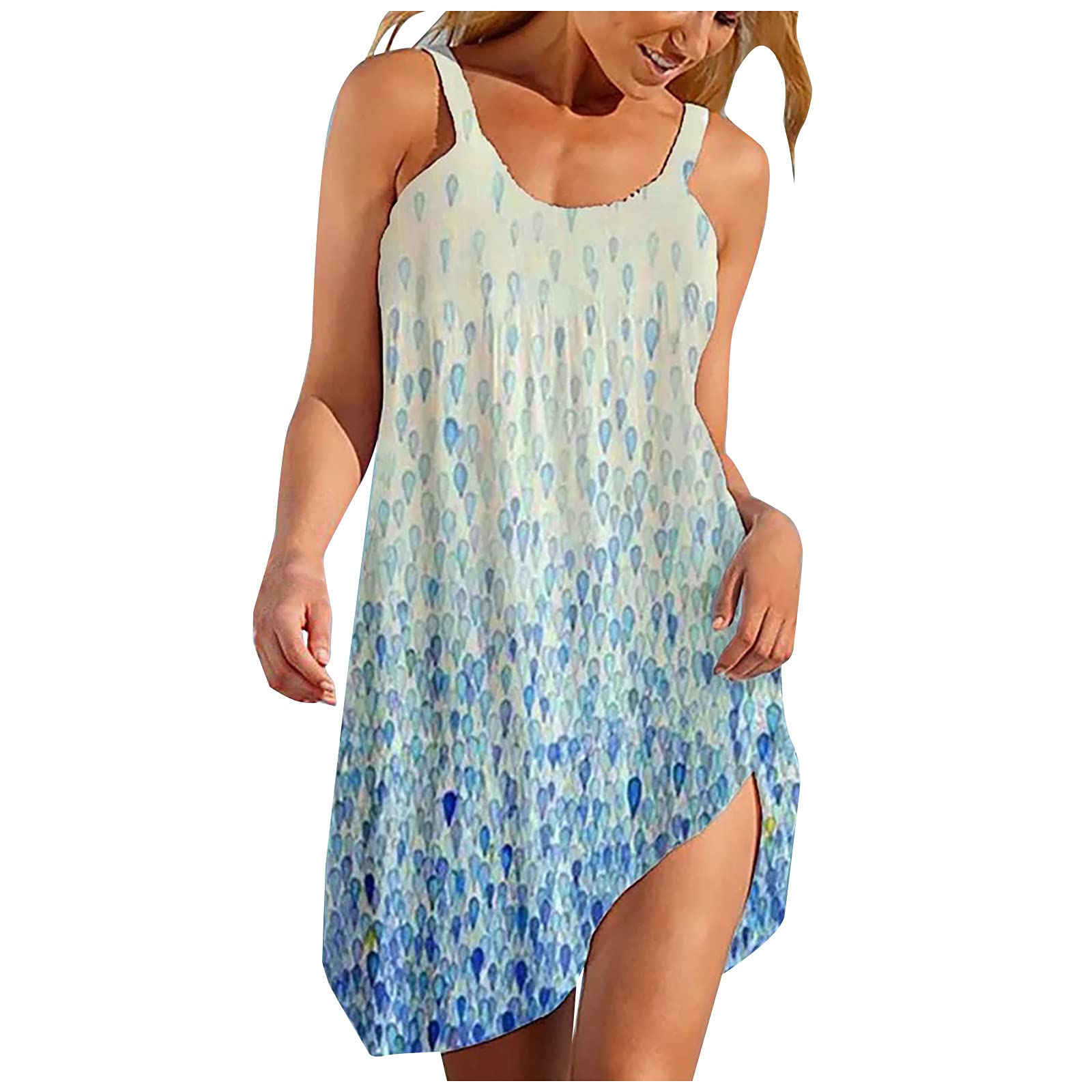SCKARLE Women's Floral Sundress - Sleeveless Short Summer Dress for Women & Girls, Casual Tropical Beach Dress for Vacation, Pool Party & Outdoor Activities
