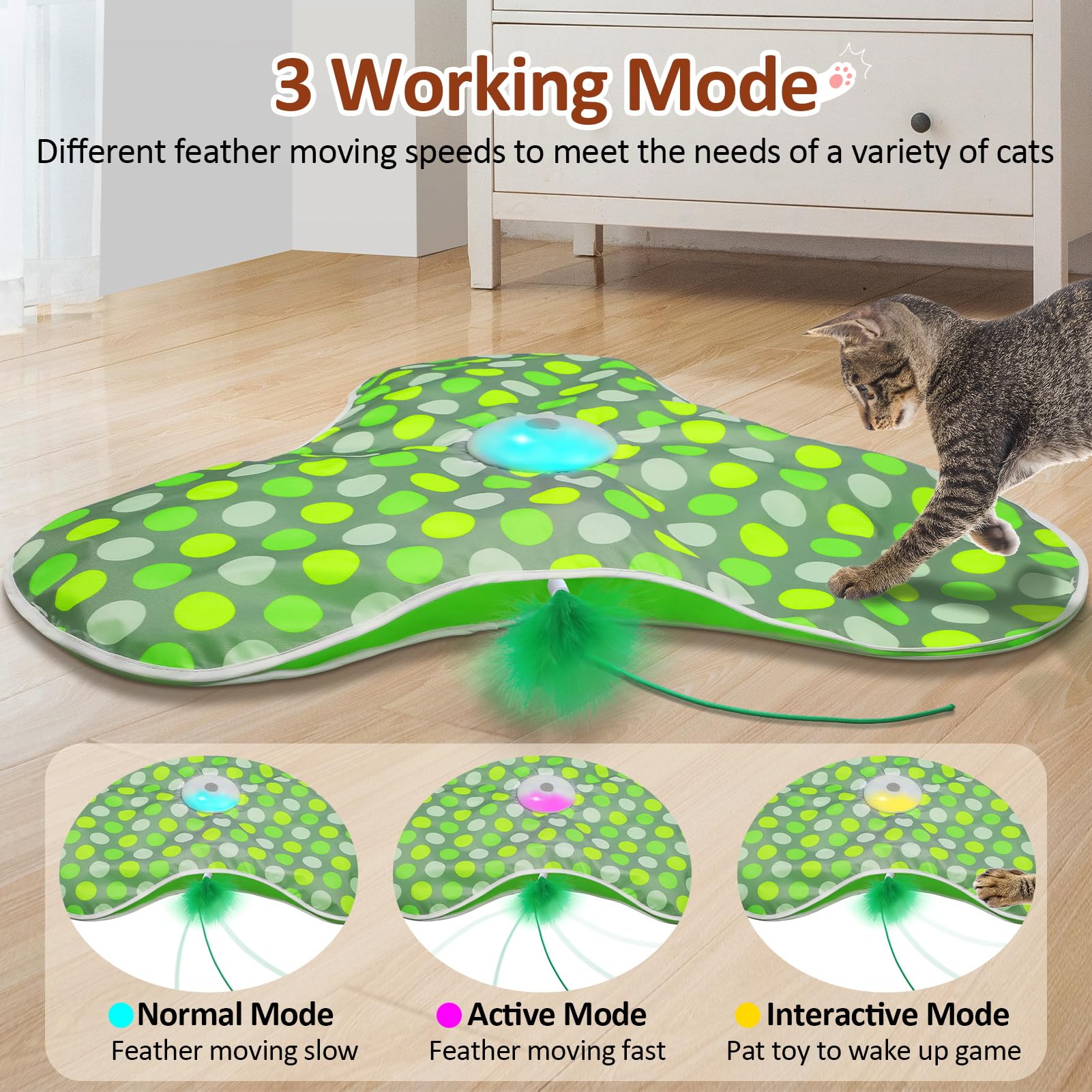 Interactive Automatic Cat Toy with Motion Activated Feather & Chirping Sounds - USB Rechargeable Hide & Seek Game for Indoor Cats - Perfect for Playtime, Exercise & Boredom Relief