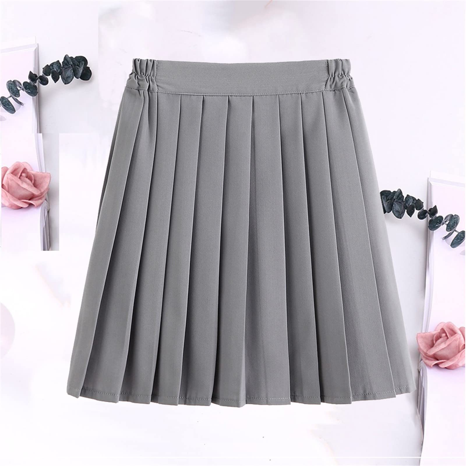Women's Stretchy Flared Pleated Skirt - High Waist A-Line Skirt for School, Tennis & Casual Wear - Solid Color Fashion Skirt for Women & Girls