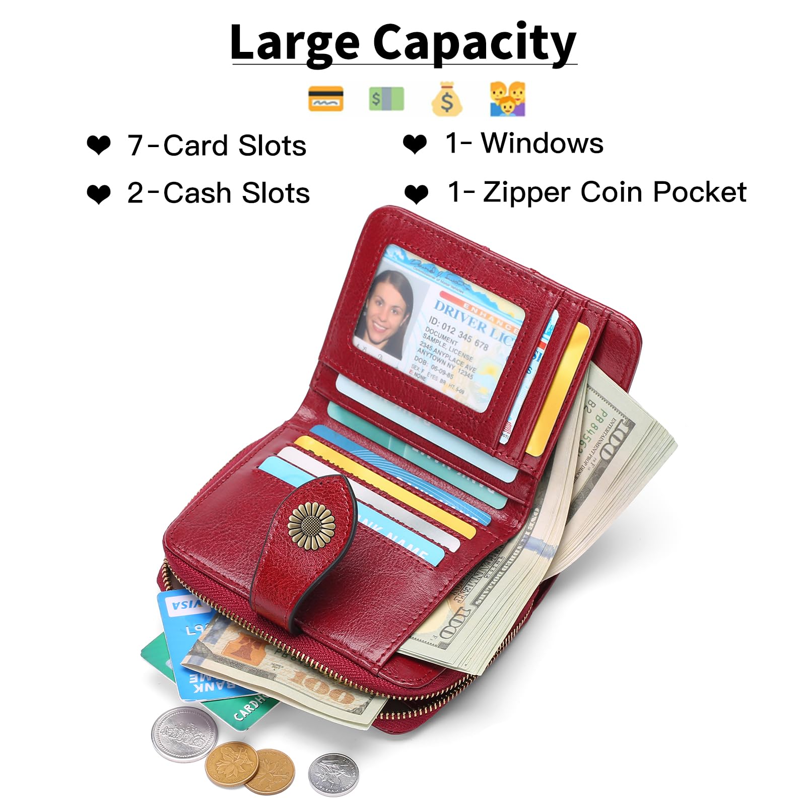SENDEFN Women's Leather RFID Blocking Small Wallet - Slim Purse with Multiple Card Slots & Zipper Compartment | Perfect for Travel, Shopping & Everyday Use