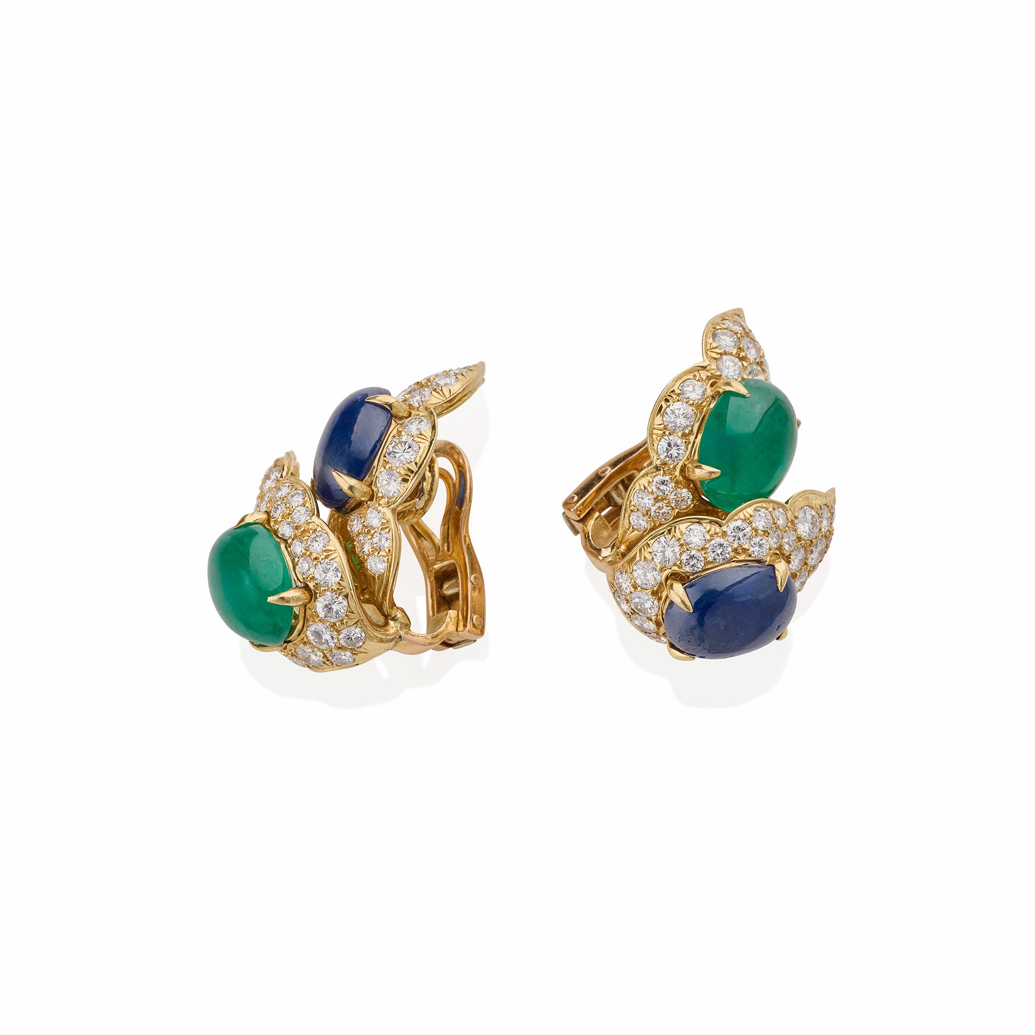 Bulgari Emerald & Sapphire Clip-On Earrings for Women | Luxury Jewelry for Parties, Weddings & Special Occasions