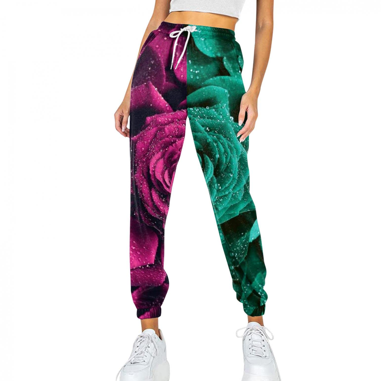 Women's High Waisted Drawstring Sweatpants - Soft Printed Lounge Joggers for Workout, Yoga & Casual Wear | Comfy Athletic Pants with Pockets | Perfect for Running, Gym & Relaxing at Home