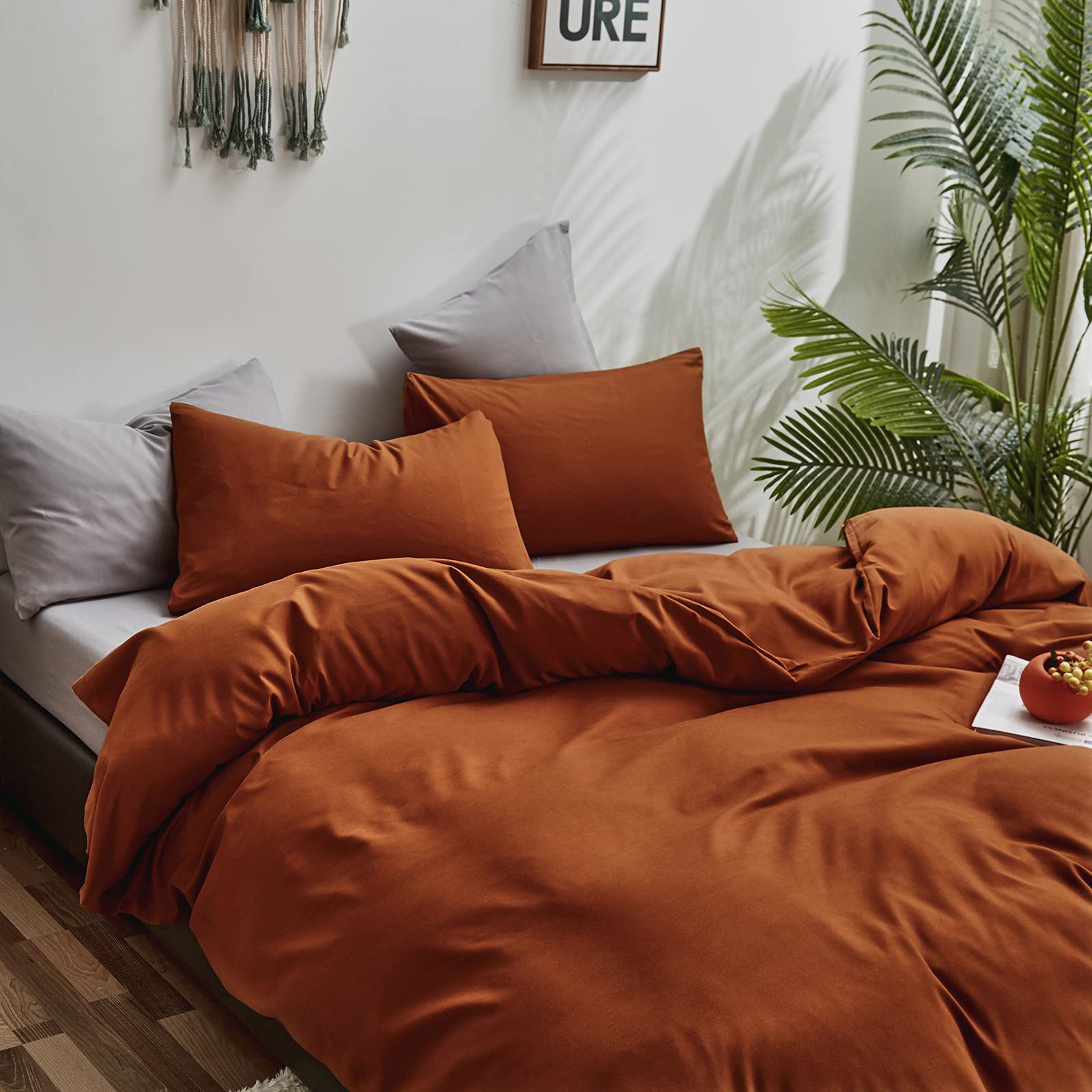CLOTHKNOW Burnt Orange Twin Comforter Set - 3 Piece Terracotta Bedding with Soft Caramel Comforter & 2 Pillowcases | Cozy Rustic Bedroom Decor for Fall & Winter Seasons