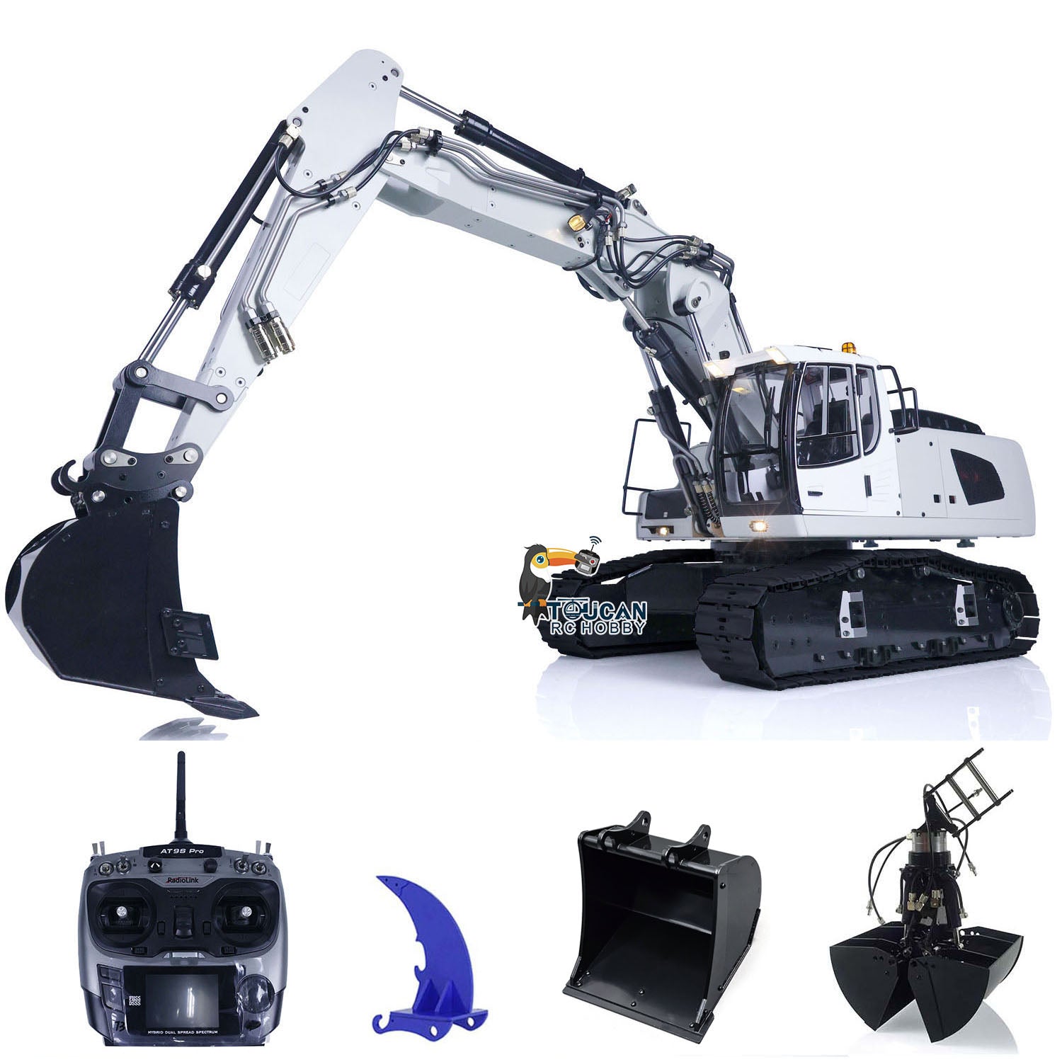 MTMODEL 1/14 Scale 946 3 Tracked RC Hydraulic Excavator Toy - Metal Construction, Pre-Assembled & Painted Heavy Duty Machine with Clamshell Bucket & Ripper (AT9S Model) - Perfect for Construction Enthusiasts, Collectors & RC Hobbyists