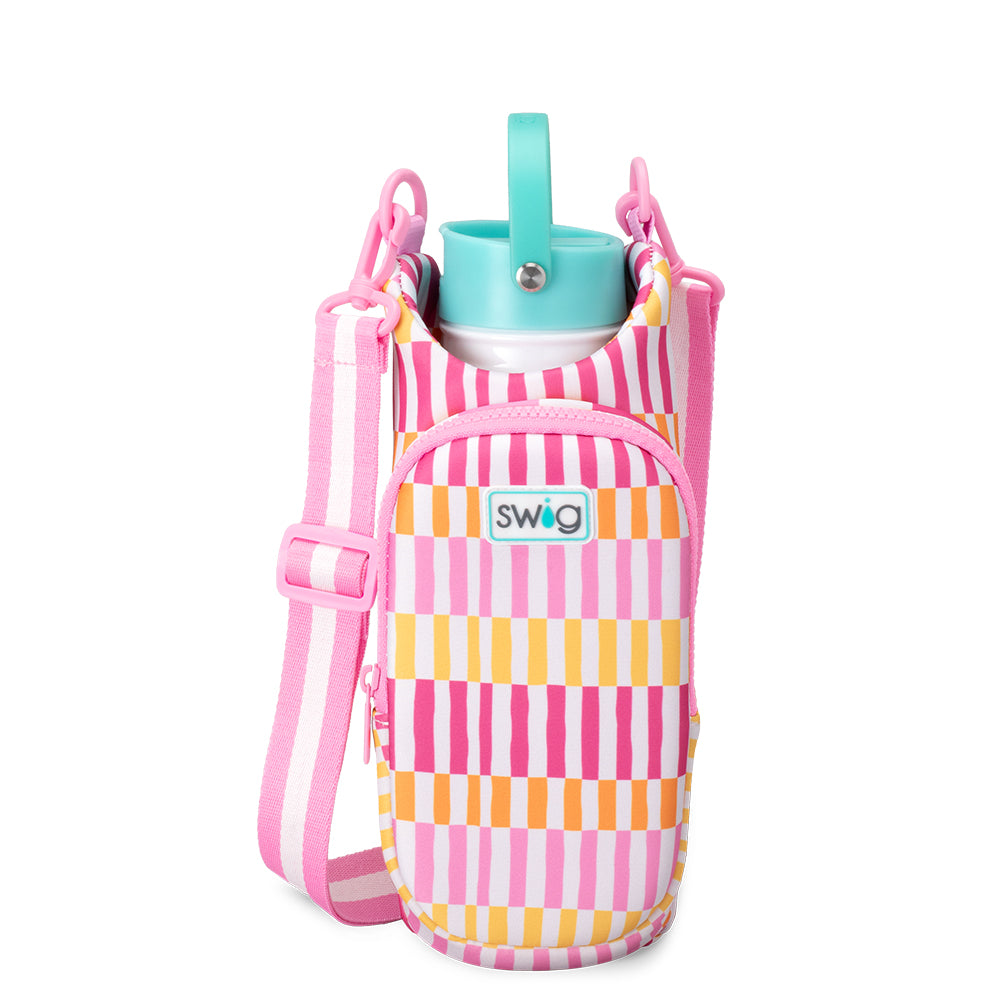 Sherbet Stripe Water Bottle Sling - Insulated Leakproof Sports Bottle Holder for Gym, Hiking & Running - Adjustable Strap for Hands-Free Carrying
