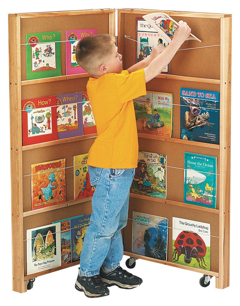 2-Section Mobile Library Bookcase - Portable Bookshelf for Home, Office & Classroom - Easy Rolling Storage Organizer for Books, Toys & Supplies