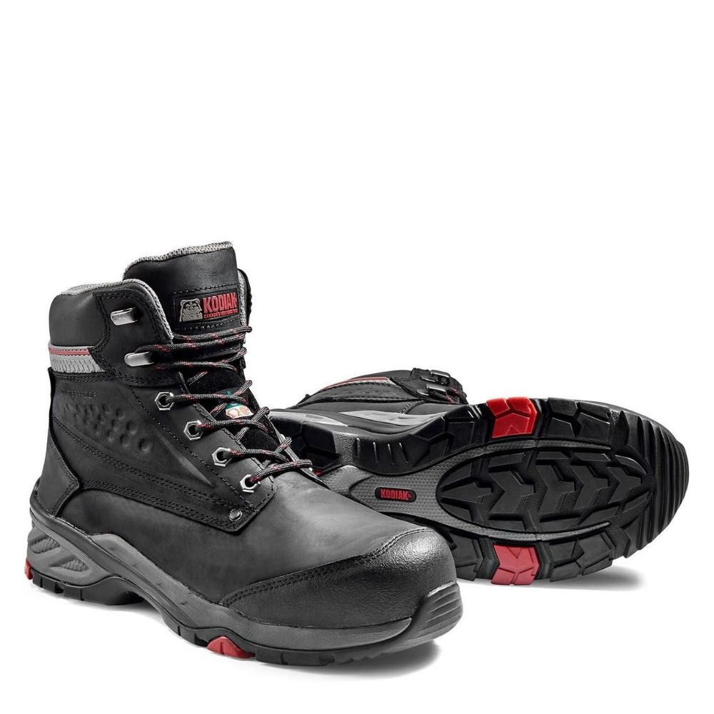 Kodiak Crusade Men's 6-Inch Composite Toe Work Boots - Waterproof Steel Toe Safety Shoes for Construction & Industrial Work - KD305002BLK Black - Perfect for Warehouse, Factory & Outdoor Jobs