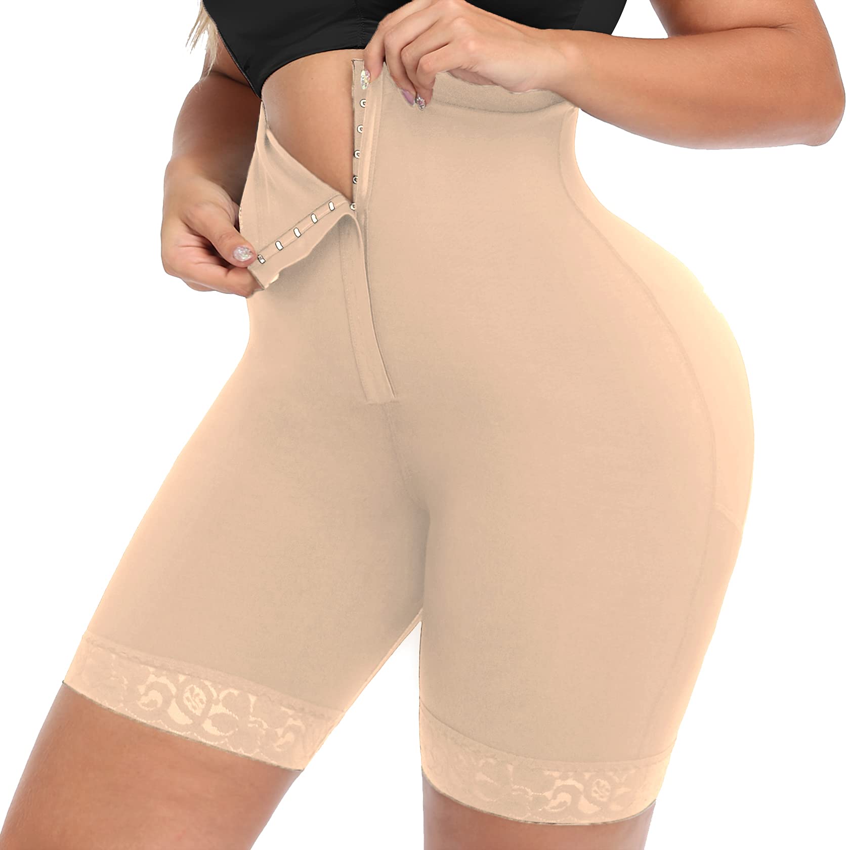 WoAhee High Waist Shapewear Shorts for Women - Plus Size Tummy Control Body Shaper Faja Shorts | Perfect for Postpartum, Workout & Everyday Slimming