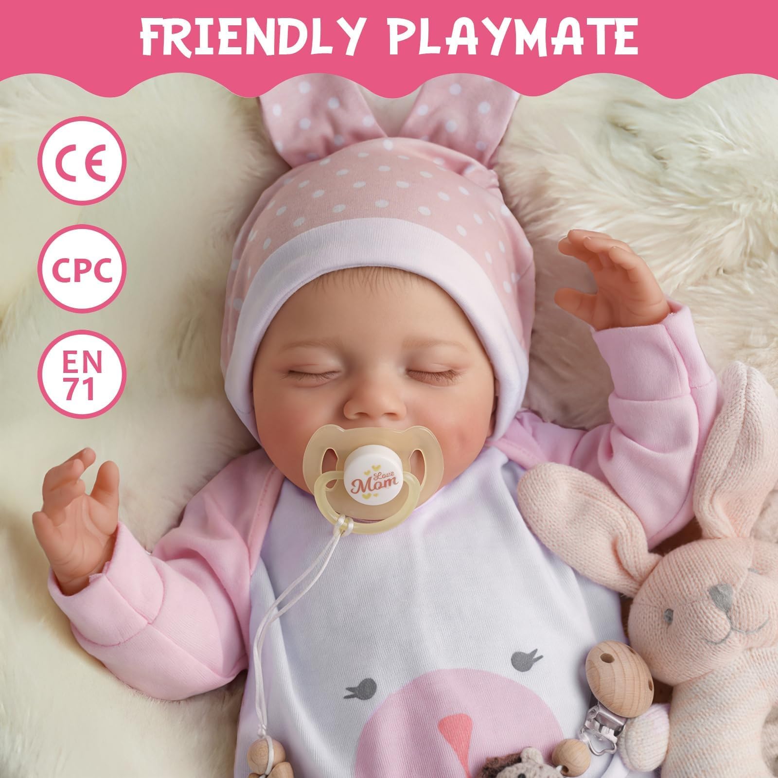 Lifelike 20-Inch Reborn Baby Doll with Sweet Smile - Realistic Newborn Baby Girl Doll, Full Body Vinyl Sleeping Doll with Toy Accessories - Perfect Gift Set for Kids | Role Play, Collecting & Therapy Use