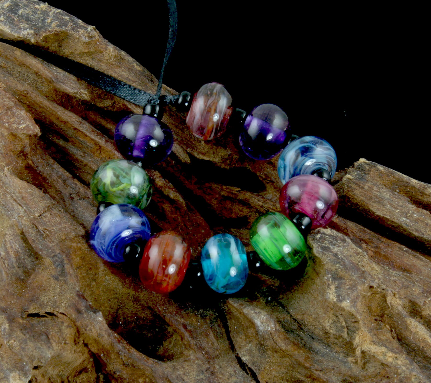 Vibrant Swirls Lampwork Glass Beads Set for Jewelry Making - DIY Bracelets, Necklaces & Craft Projects - SRA Certified