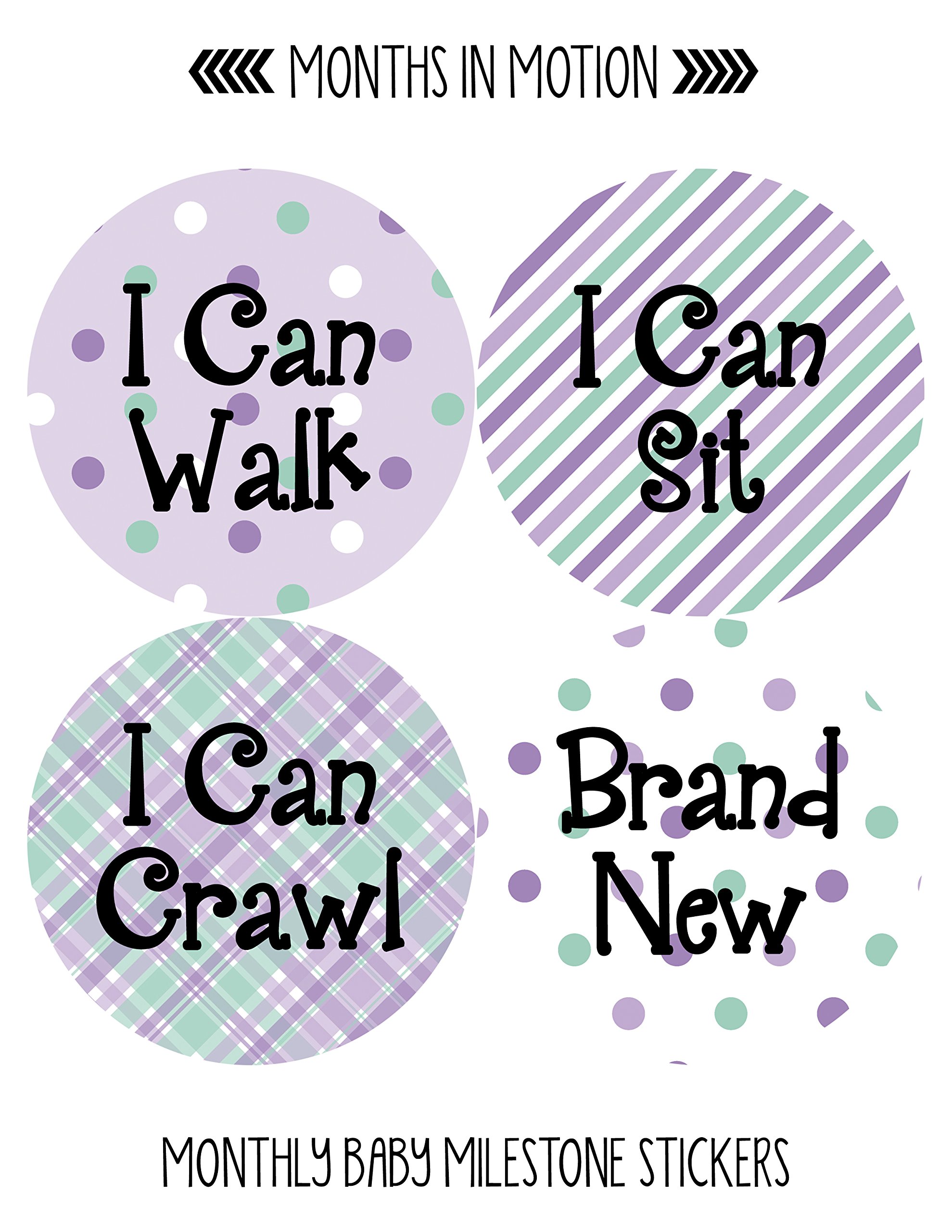 Baby Monthly Milestone Stickers - Newborn Girl Growth Tracking Stickers - Set of 20 Adhesive Photo Props for Baby's First Year - Perfect for Baby Photo Albums, Scrapbooking & Monthly Milestone Pictures