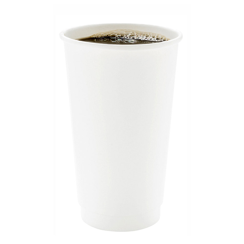 16 oz White Double Wall Paper Coffee Cups - 500 Count Bulk Box (3.5