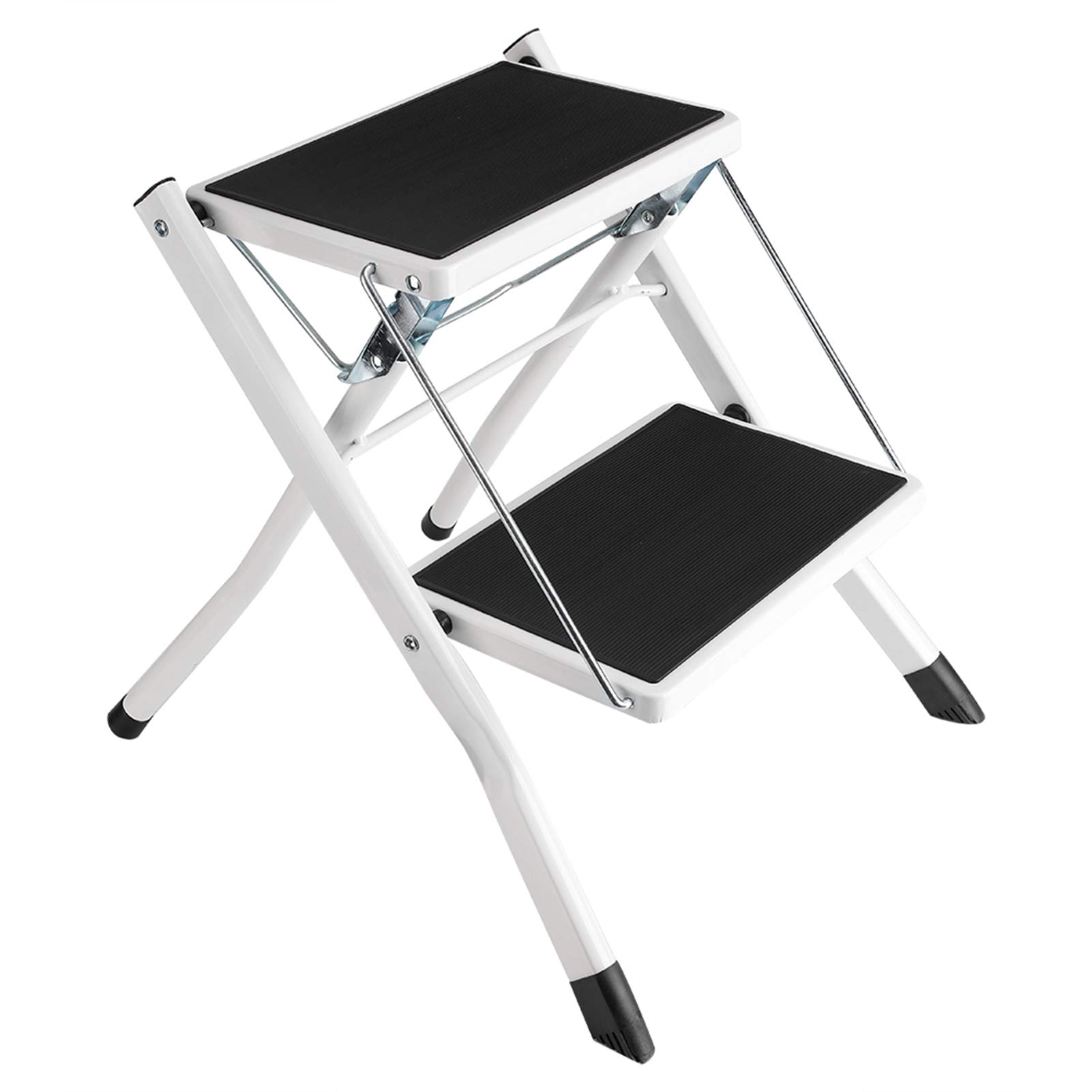 Anti-Slip 2-Step Folding Safety Ladder with Tool Tray - Lightweight Step Stool for Home, Garage & Workshop Use