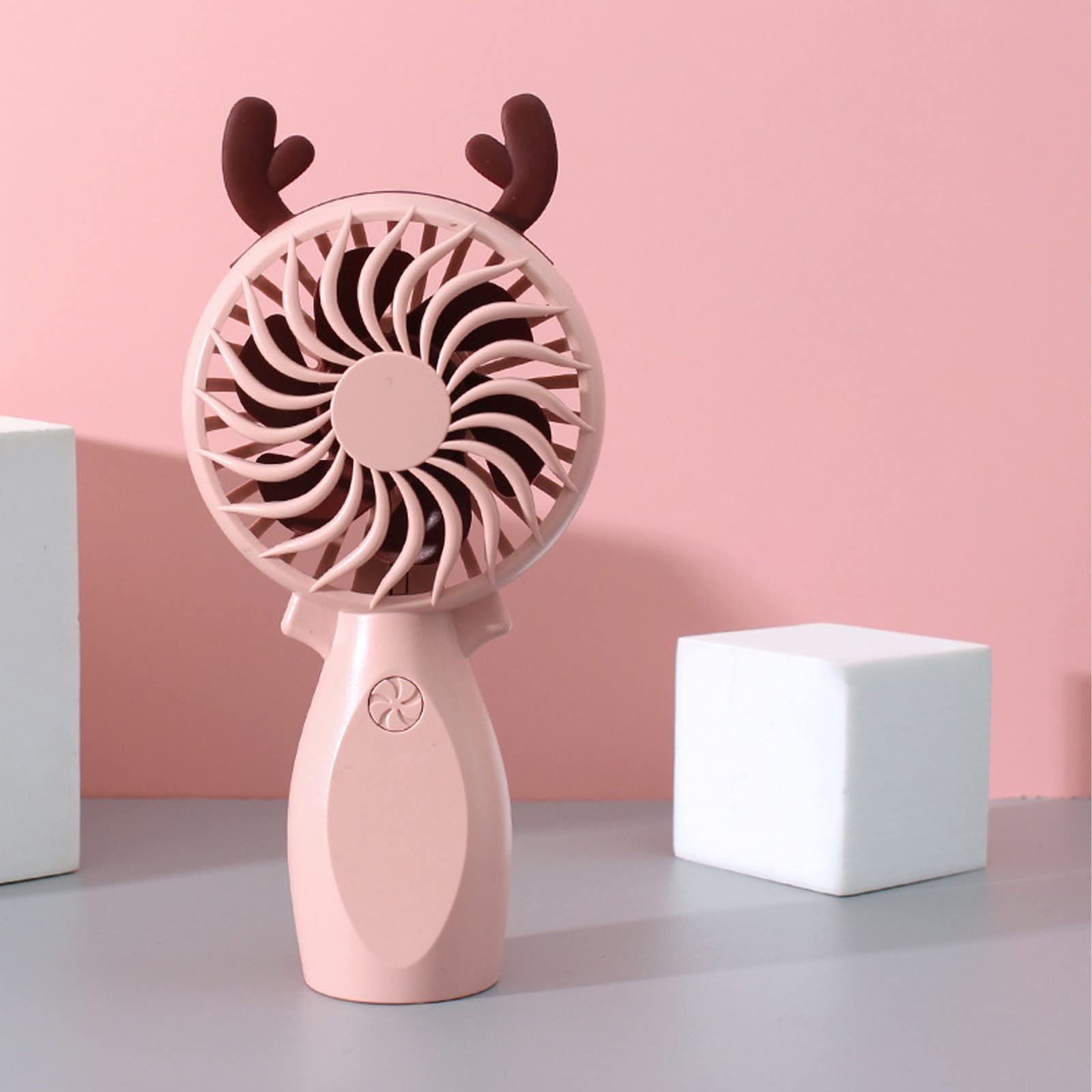 Hopishy Portable USB Rechargeable Handheld Fan - Mini Personal Cooling Fan for Women, Girls & Kids - 3 Speeds, 1-3 Hours Runtime - Perfect for Outdoor, Travel, Makeup & Eyelash Extension (Pink)