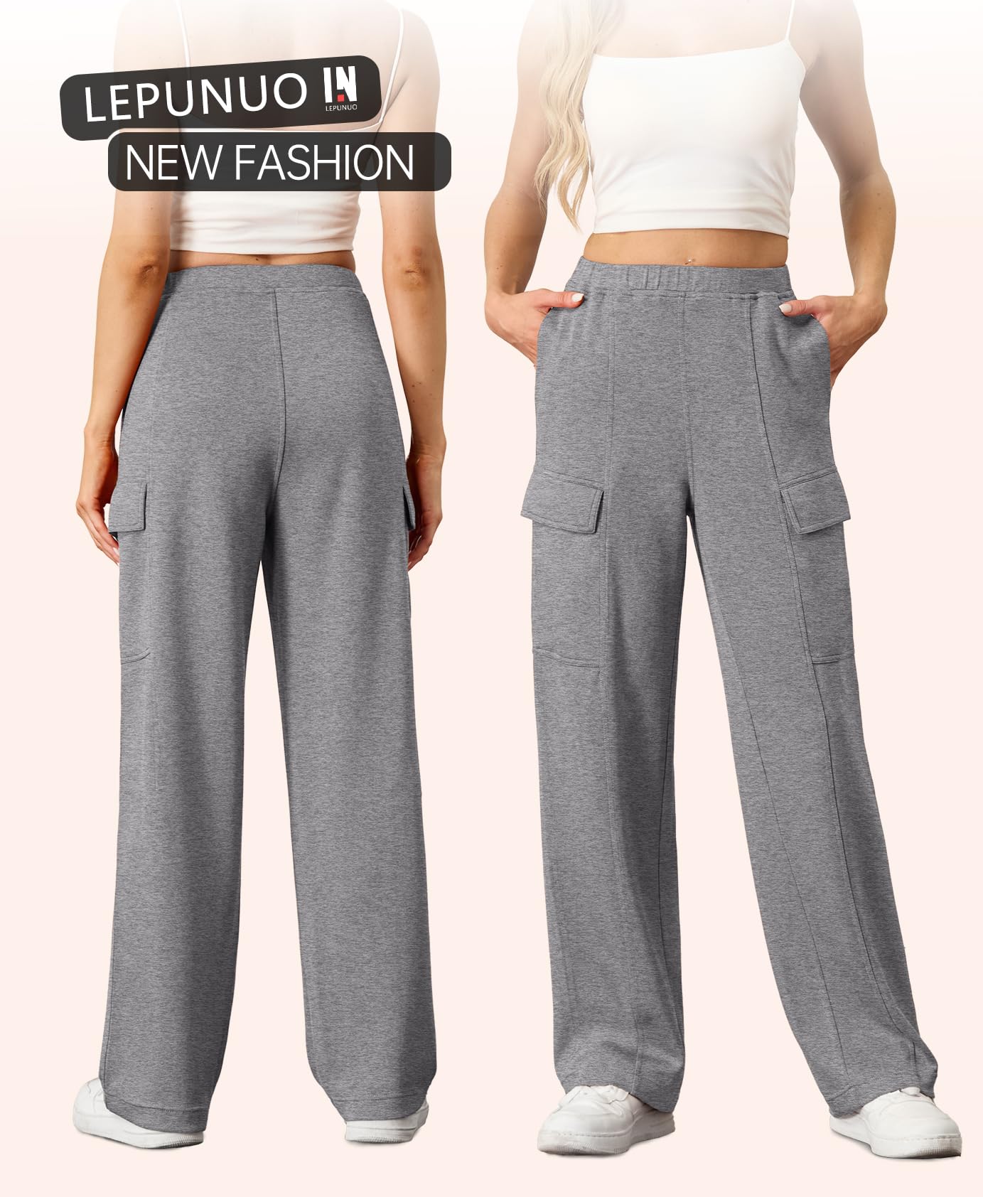 Women's Cargo Sweatpants - Baggy Wide Leg Joggers with Pockets | Comfy Casual Athletic Pants for Fall 2024 Fashion | Perfect for Workouts, Lounging & Streetwear Outfits