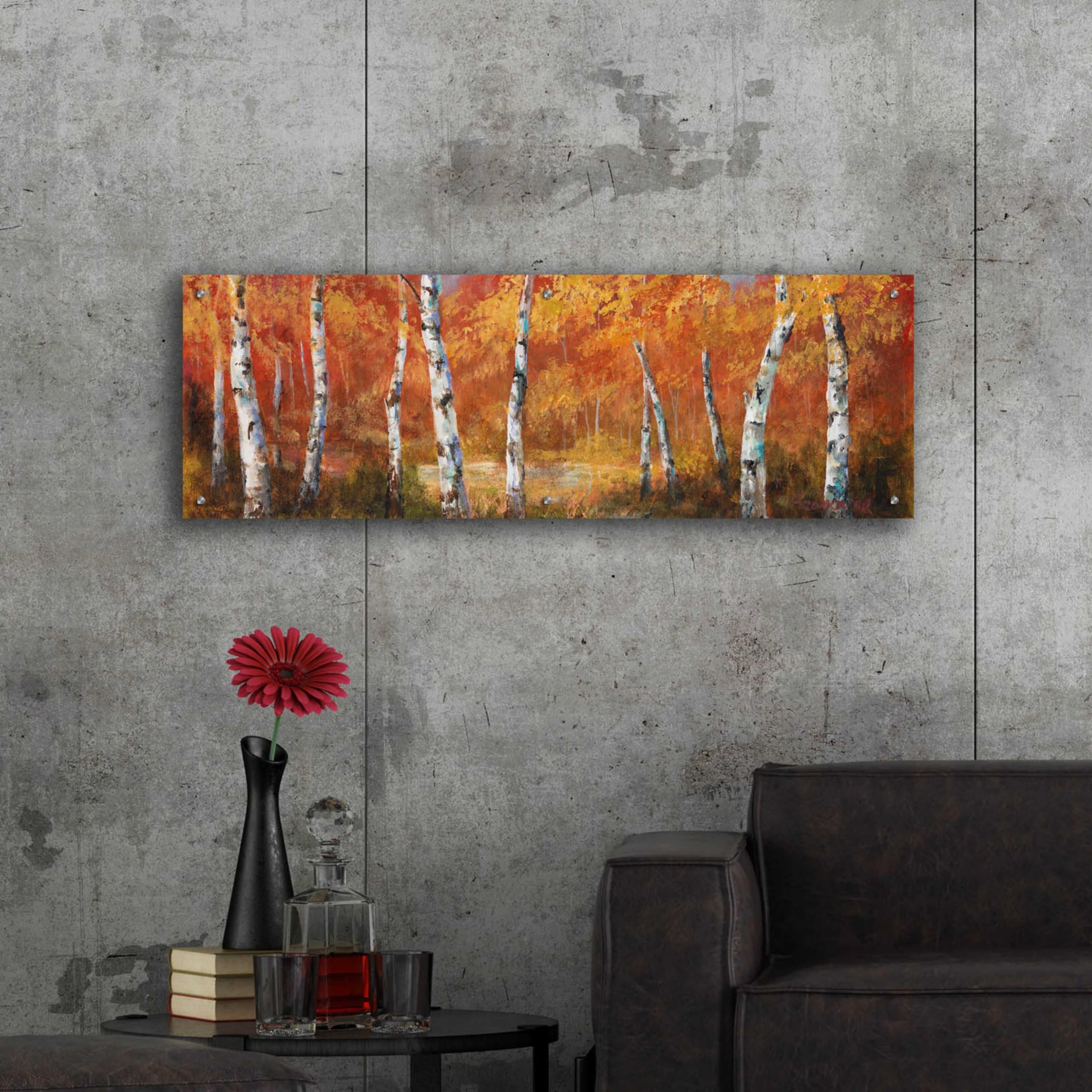 Epic Art 'Autumn Birch I' by Art Fronckowiak - 48x16 Inch Acrylic Glass Wall Art Painting - Modern Home Decor for Living Room, Bedroom & Office