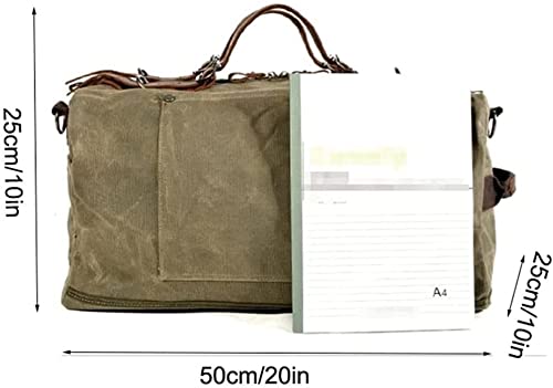 Large Waterproof Canvas & Genuine Leather Travel Duffel Bag - Weekender Overnight Carry On Bag for Men (Brown) - Perfect for Business Trips, Gym, Weekend Getaways & Airplane Travel