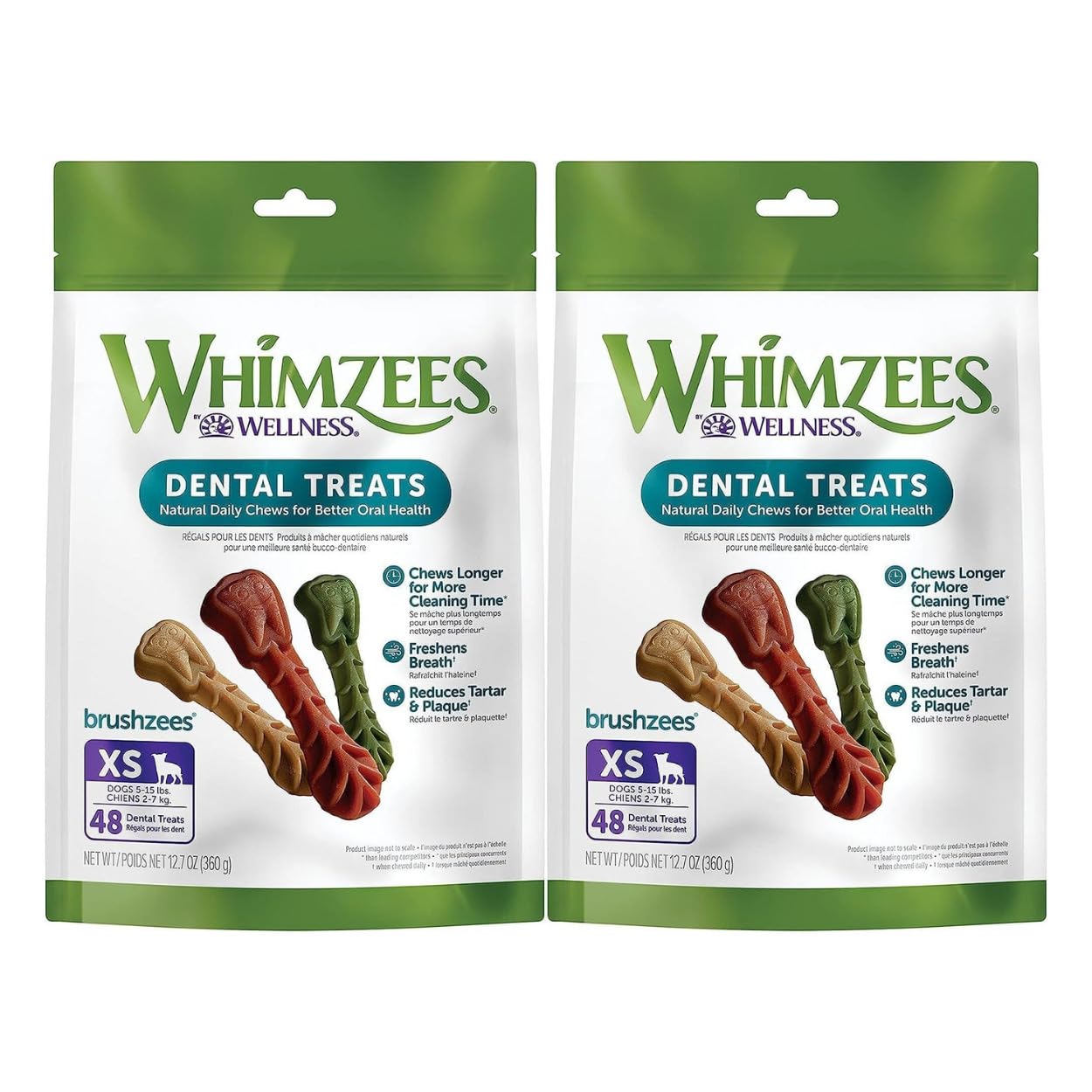 Whimzees Natural Grain-Free Dental Dog Treats for Small Breeds - Healthy Teeth & Gums Chews - Vegetarian Dental Care Snacks Variety Pack (2-Pack) - Perfect for Daily Oral Hygiene & Training Rewards