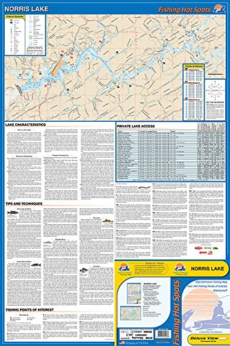 Norris Lake Fishing Map - Detailed Guide for Bass, Catfish & Walleye | Perfect for Anglers & Boating Enthusiasts