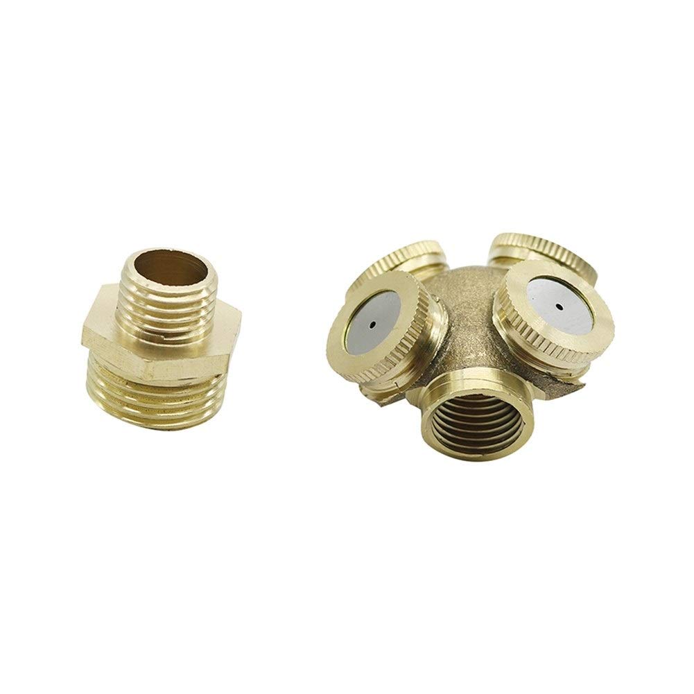 4 Hole Adjustable Brass Garden Sprinkler Nozzle - Black | Heavy Duty Misting Sprayer for Lawn Irrigation, Yard Watering & Plant Care | Perfect for Home Gardens, Flower Beds & Vegetable Patches