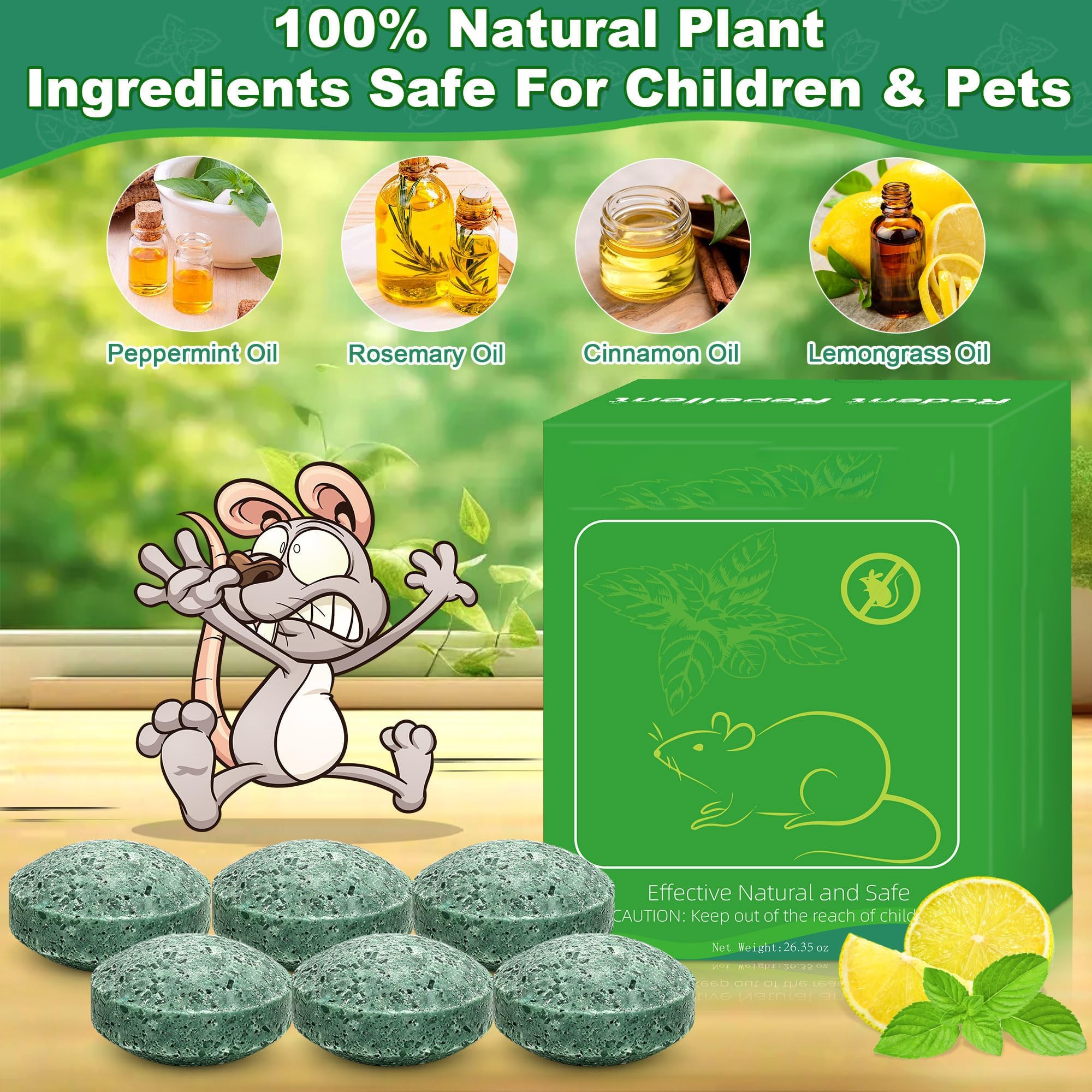 24Pcs Peppermint Oil Rodent Repellent Balls - Natural Mice & Rat Deterrent for Indoor/Outdoor Use - Safe for Humans & Pets - Keep Rodents Away from House, Car Engine, RV, Garage & Storage Areas - Long Lasting Pest Control Solution for Home, Vehicles & Camping Gear