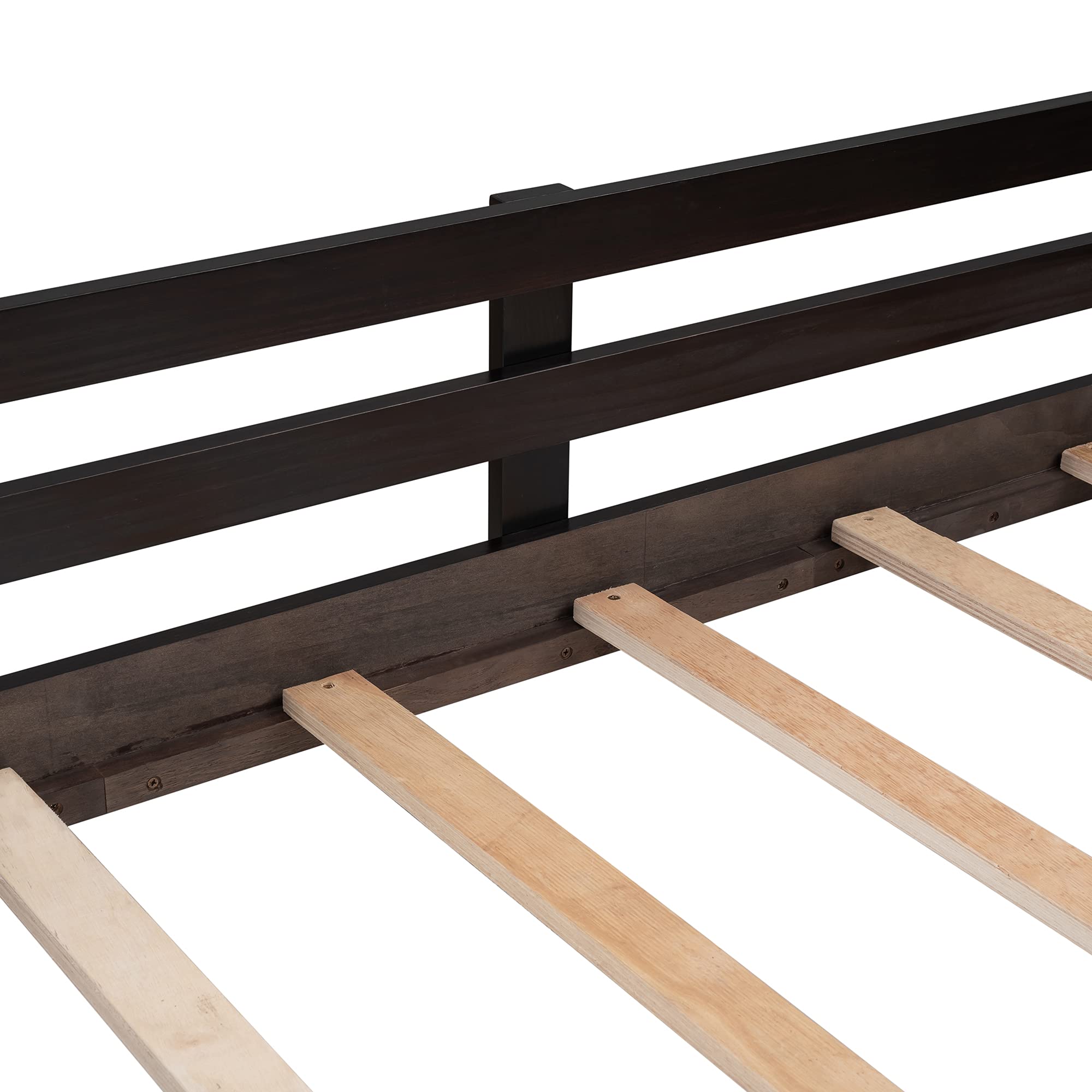 SOFTSEA Full Size Loft Bed with Slide & Built-in Ladder - Kids & Teens Wooden Bunk Bed for Boys & Girls (Espresso Finish) - Perfect for Small Bedrooms, Playrooms & Dorm Rooms