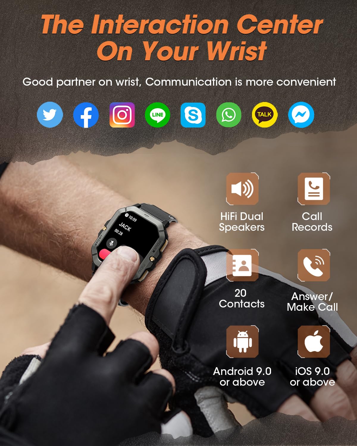 Military Smart Watch for Men - 2.02'' Fitness Tracker with Call Function, Blood Pressure, Heart Rate & Sleep Monitor, 100+ Sport Modes, Waterproof for Android & iPhone - Perfect for Outdoor Adventures, Workouts & Daily Use