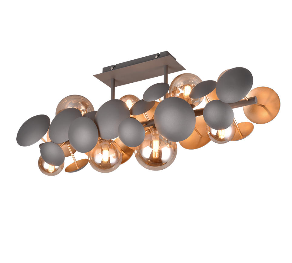 8Lt Linear Pendant Light Fixture - Modern Anthracite Finish for Kitchen Island, Dining Room & Office Lighting