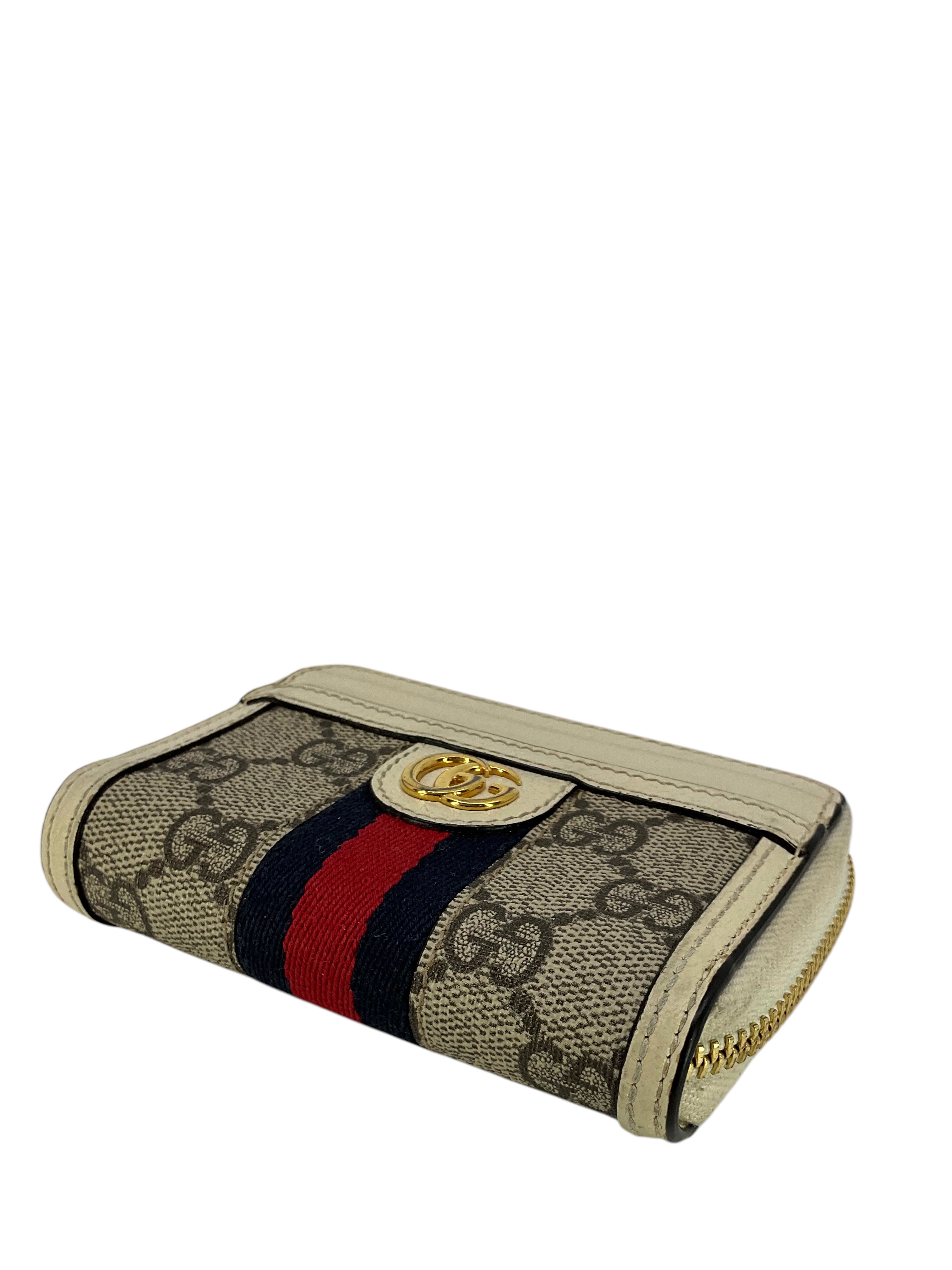 GUCCI Ophidia Supreme GG Card Case Wallet - Luxury Leather Card Holder for Men & Women - Perfect for Everyday Use, Travel & Business (Red)