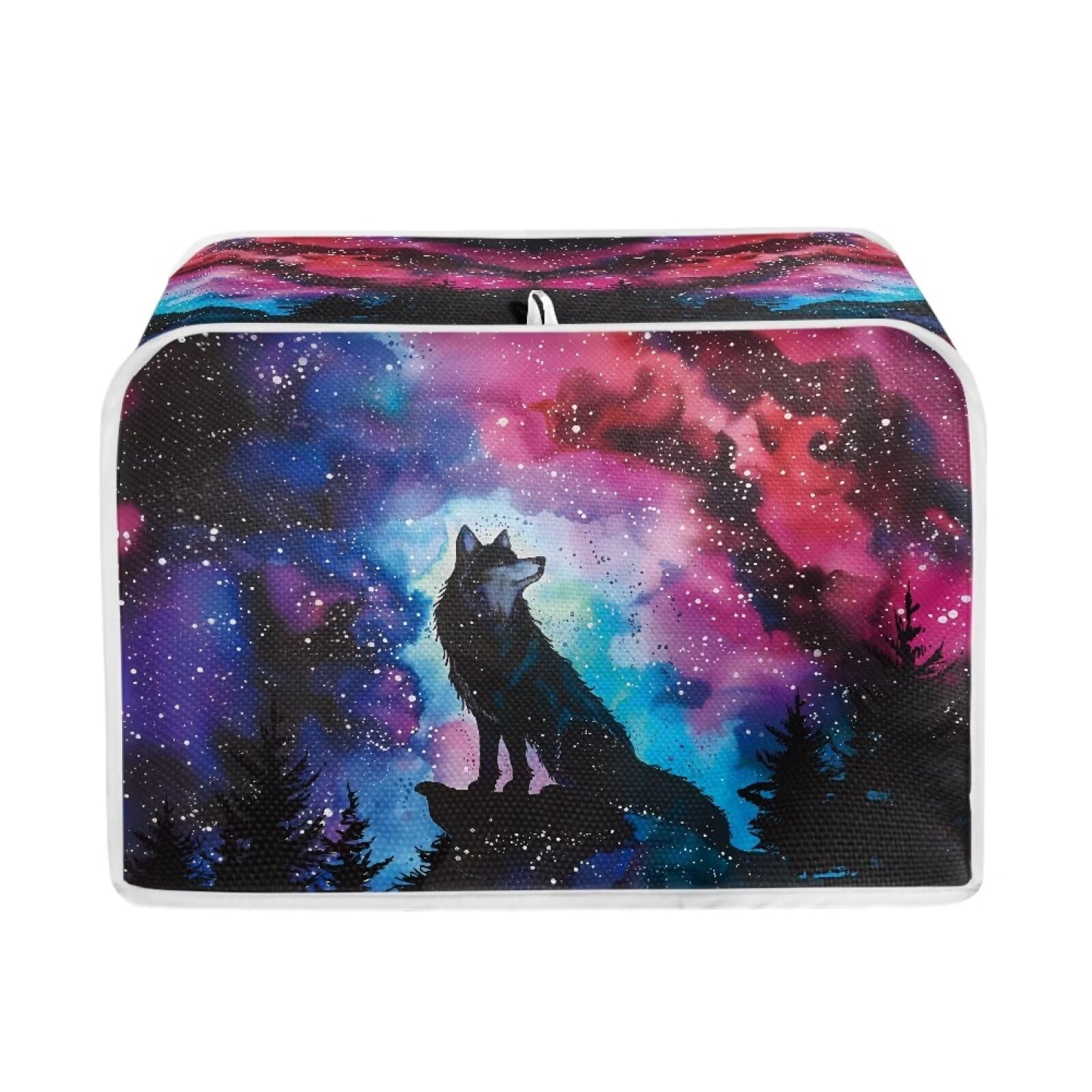 Galaxy Wolf Forest Print 4-Slice Toaster Cover & Bread Maker Cover - Kitchen Appliance Dust Protector for Oven, Microwave & Bread Machine - Fingerprint Protection - Perfect for Home & Cafe Use