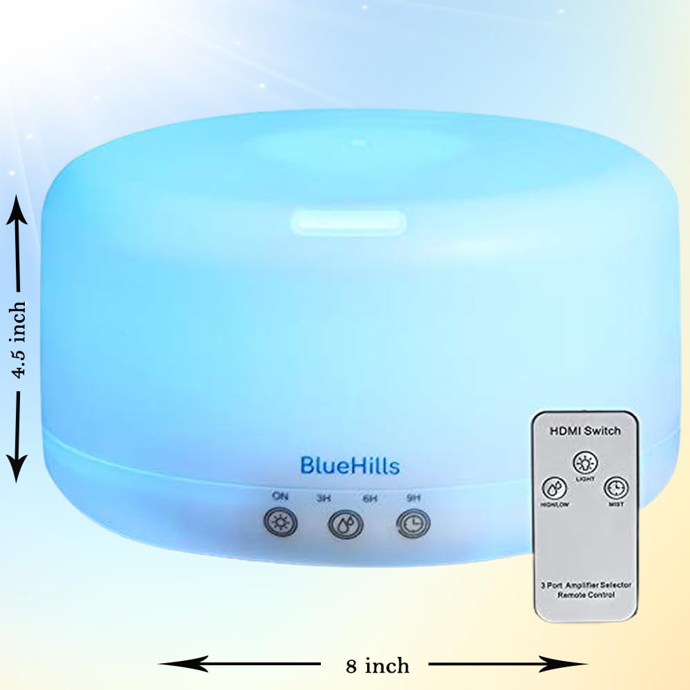 Premium 1000ml XL Aromatherapy Essential Oil Diffuser & Humidifier for Large Rooms - 18 Hour Runtime, 1L Capacity, Remote Control, 7 Color Mood Lights (White) - Perfect for Home Spa, Yoga Studio, Bedroom Relaxation and Office Aromatherapy
