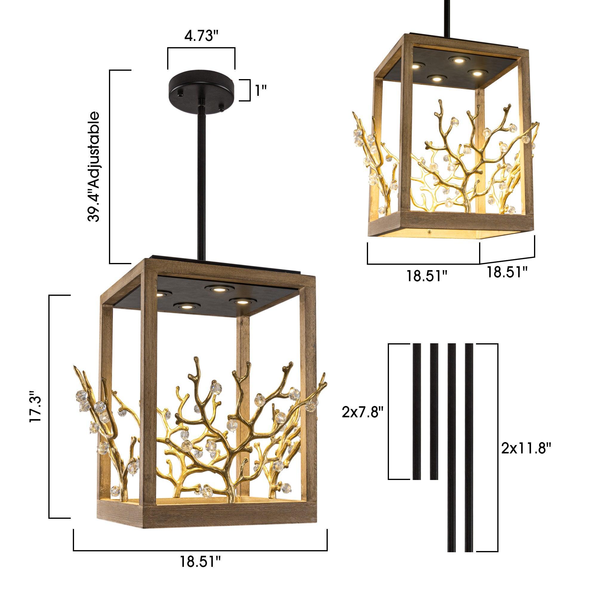 Modern 4-Light Branch Chandelier - Elegant Pendant Lighting Fixture for Dining Room, Living Room, or Bedroom Ceiling Decor