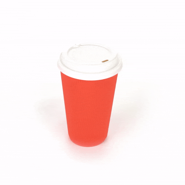 16 oz Tangerine Orange Ripple Wall Paper Coffee Cups with White Lids - 200 Count Bulk Pack (3.5