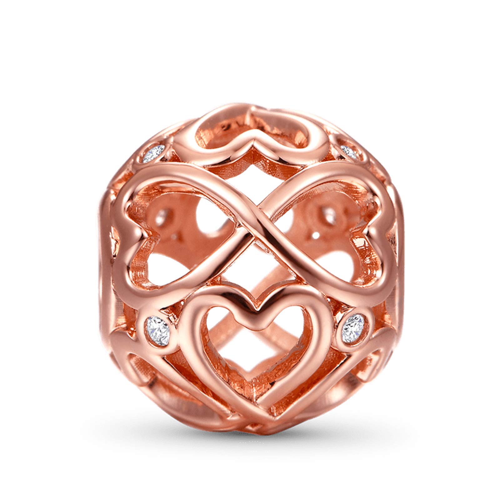 GNOCE Rose Gold Sterling Silver Infinite Heart Charm Necklace for Women - Elegant Jewelry Gift for Her, Perfect for Valentine's Day, Anniversary & Romantic Occasions