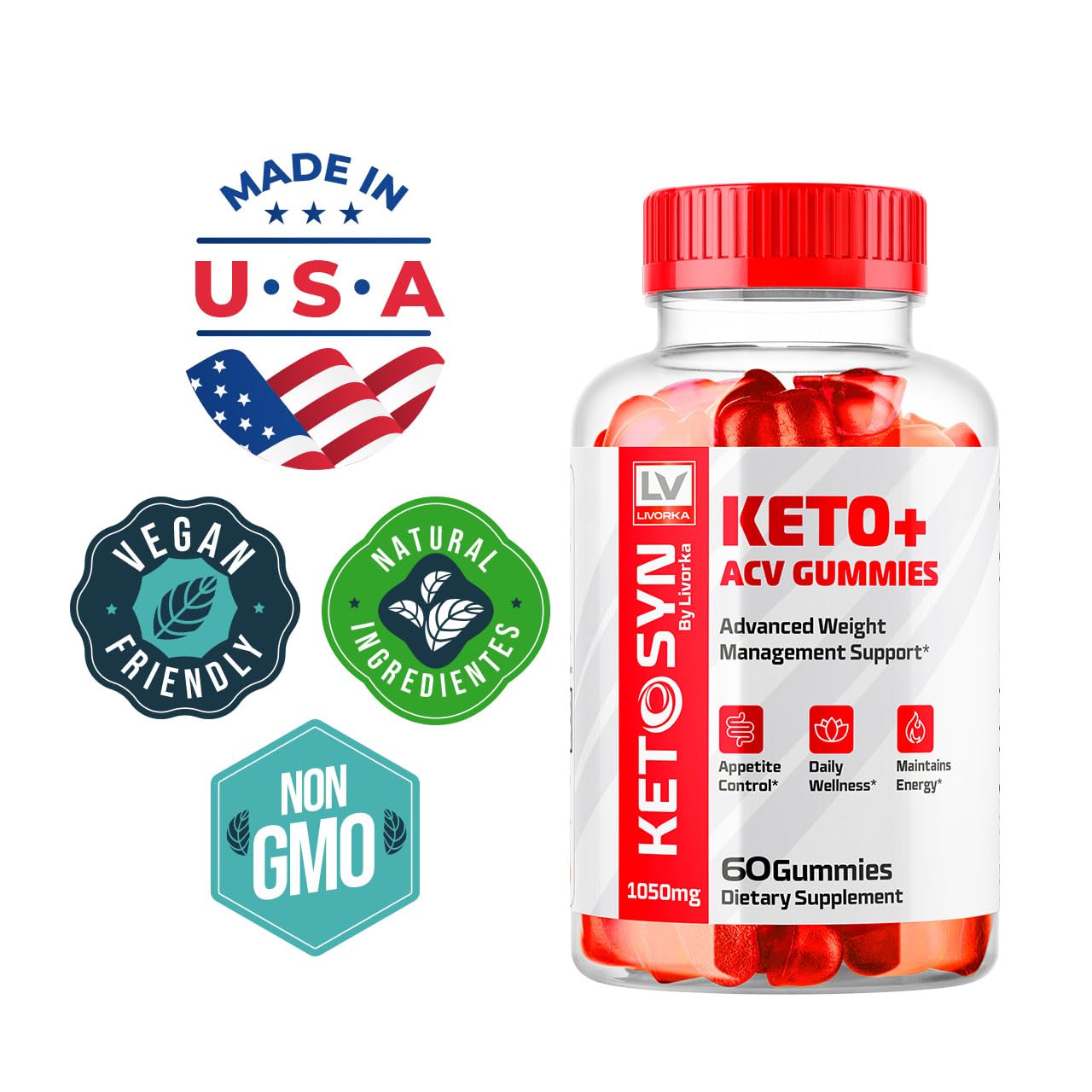 Ketosyn ACV Keto Gummies (3 Pack) - 180 Apple Cider Vinegar Gummies for Weight Loss & Digestive Health - 1050mg per Serving - Supports Ketosis & Metabolism - Perfect for Keto Diet & On-the-Go Wellness