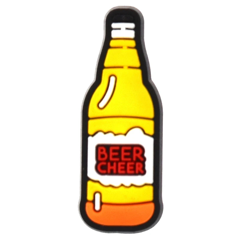 PVC Beer Shoe Charms for Crocs - 1pc Decorative Badge for Men, Women & Kids - Fun Accessory for Sandals, Shoes & Jeans - Perfect Christmas Gift for Beer Lovers