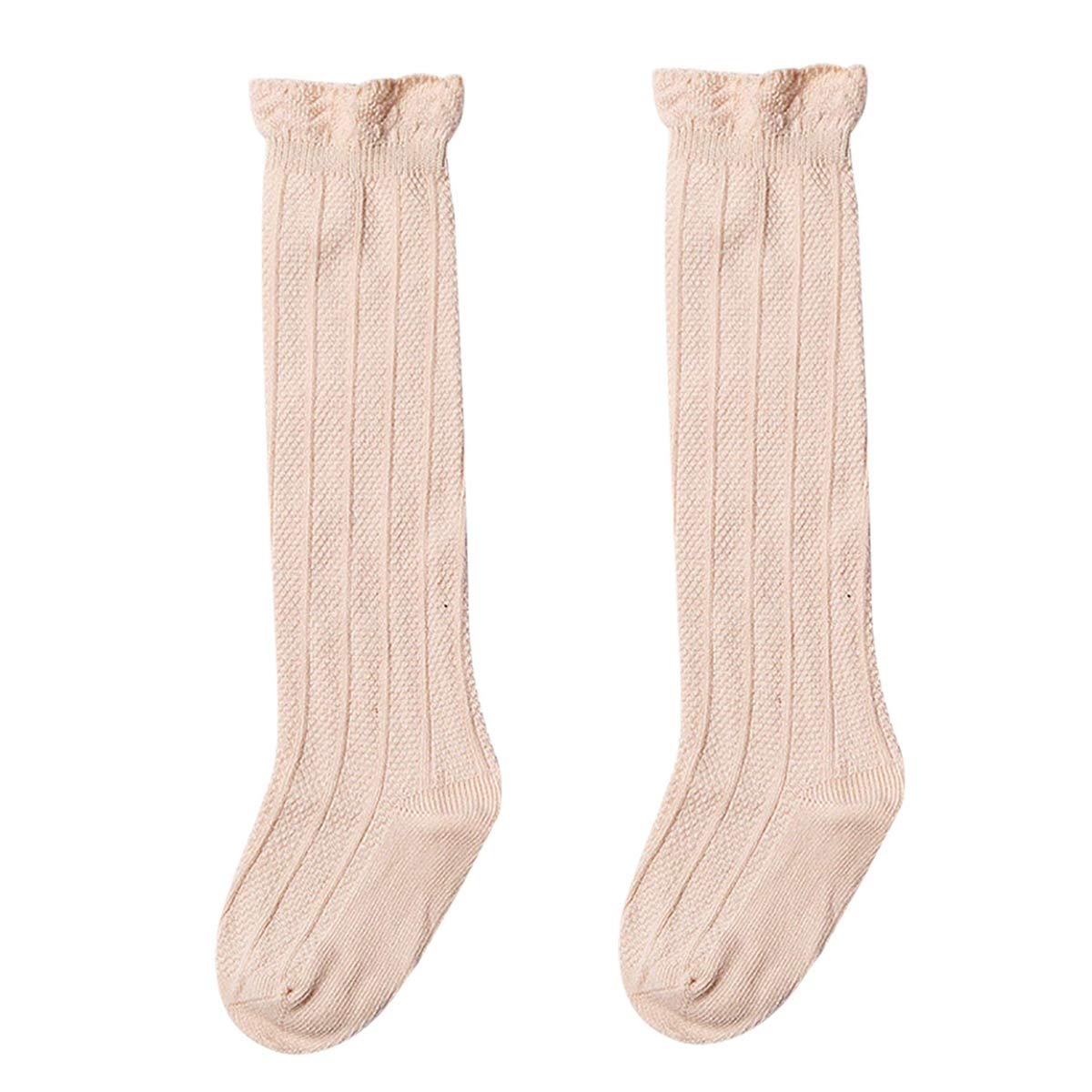 Happy Cherry Knee High Socks for Baby Girls - 3 Pack Cute Ruffled Long Tube Socks - Warm & Comfortable Stockings for Toddlers - Perfect for Winter, Holidays & Photo Shoots