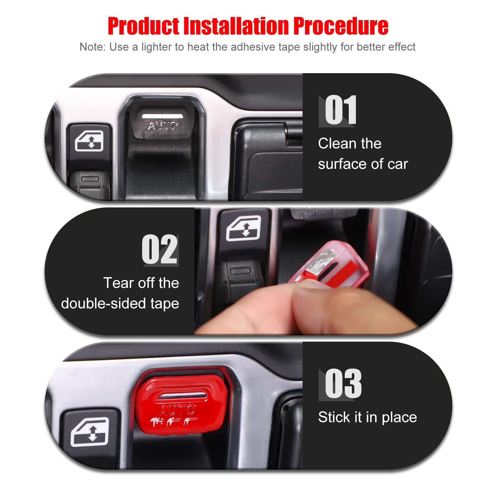 4PCS Red Window Switch Button Cover Trim Interior Accessories for Jeep Wrangler JL JLU Gladiator JT 2018-2024 - Upgrade Your Ride with Durable Protection & Stylish Look (Perfect for Off-Roading & Daily Commute)