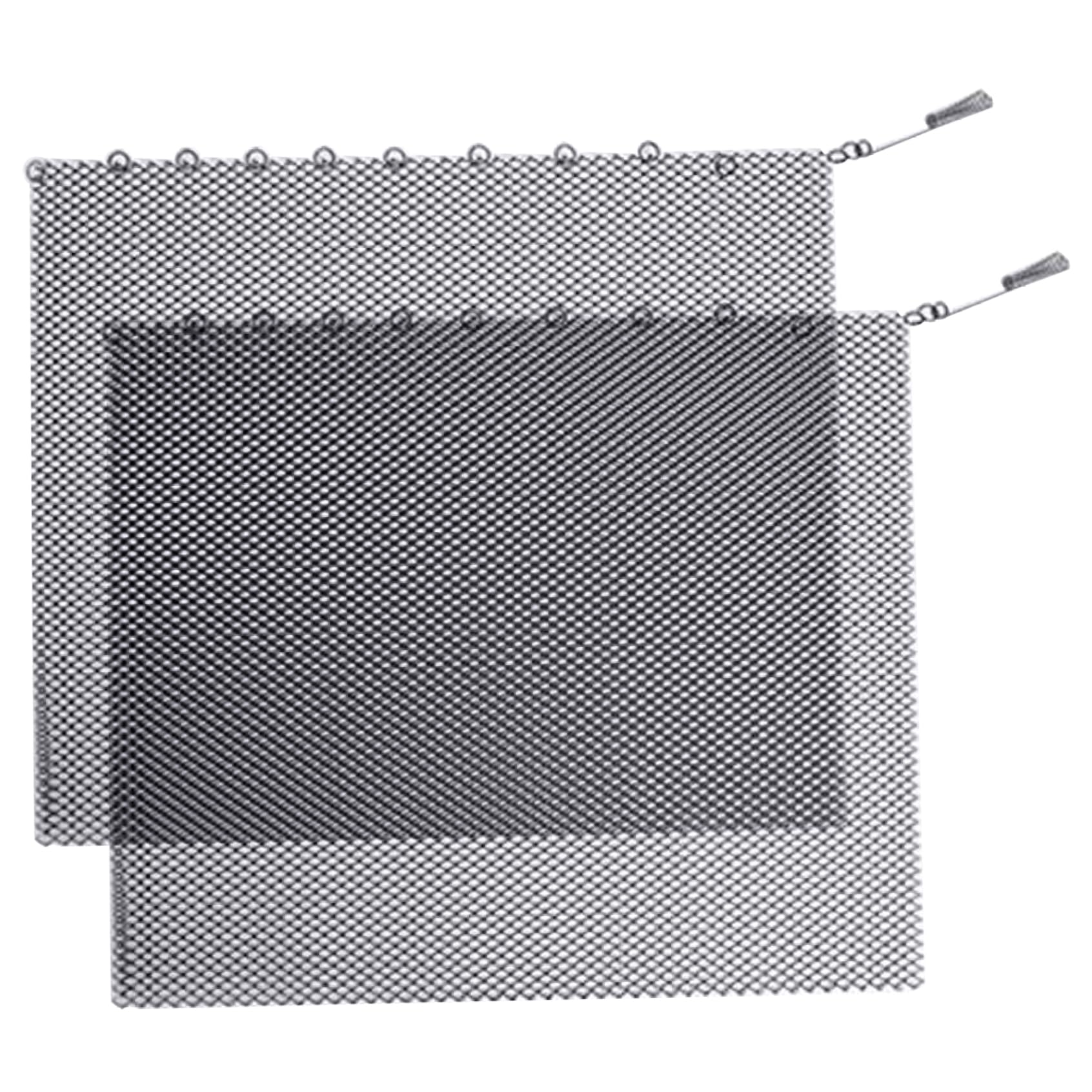 Fireplace Mesh Screen Curtain with Pulls - 1 Pair Spark Guard, Heat & Rust Resistant, 24x18 Inches - Perfect for Fireplace Safety & Home Protection During Winter Nights