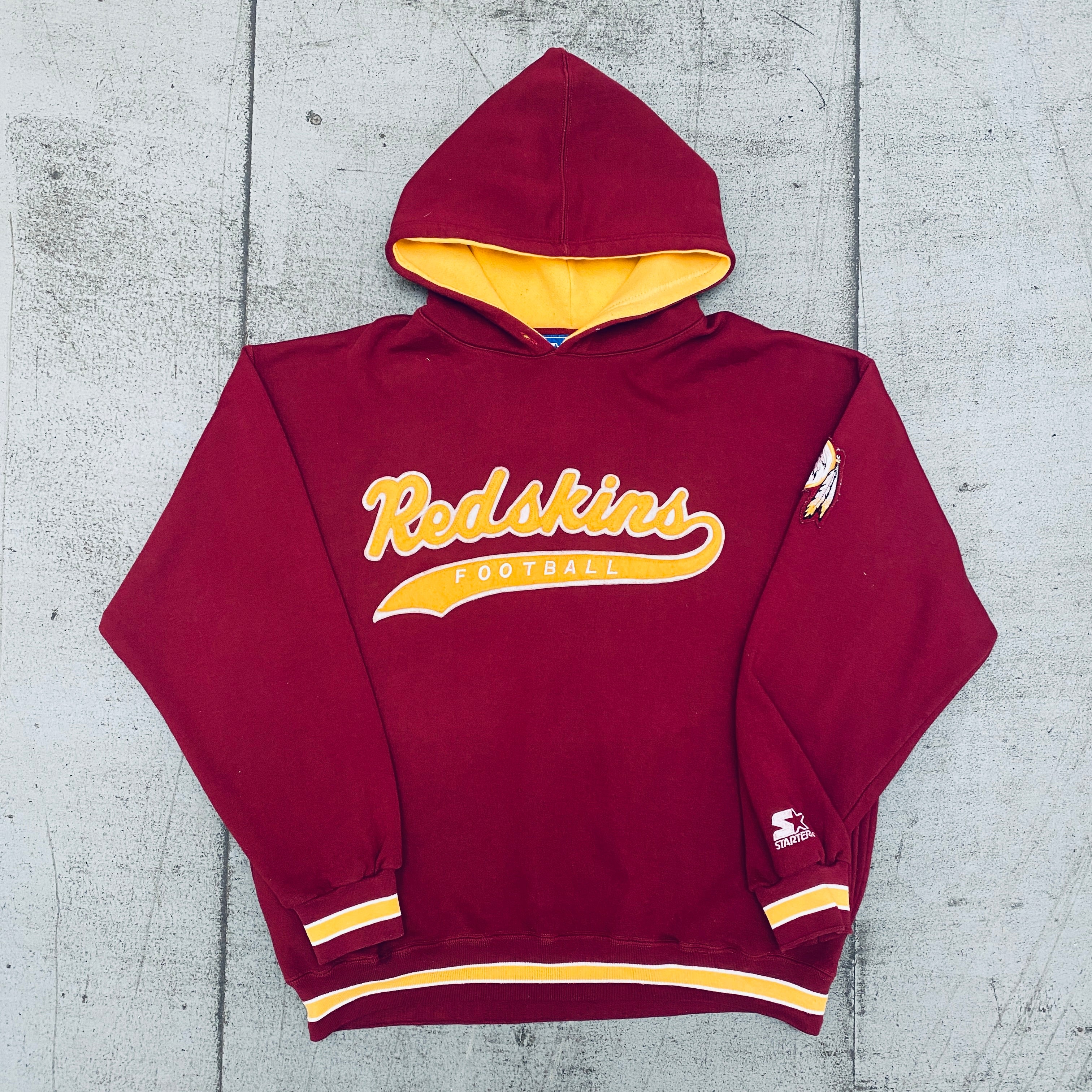 Washington Redskins Vintage 1990s Embroidered Script Starter Hoodie Sweatshirt - Official NFL Throwback Pullover for Men (Large) - Perfect for Game Day, Tailgating & Retro Sports Fashion