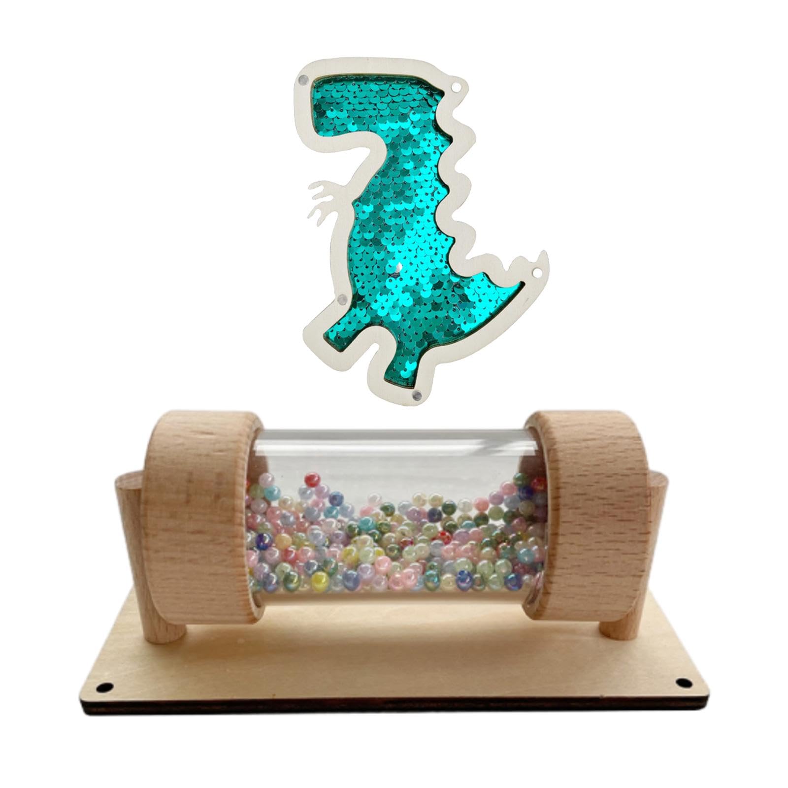 Montessori Busy Board Accessories - Glitter Dinosaur Sensory Toy with Musical Rainmaker for Toddlers | DIY Learning Activity for Boys & Girls | Perfect for Airplane Travel & Early Childhood Development