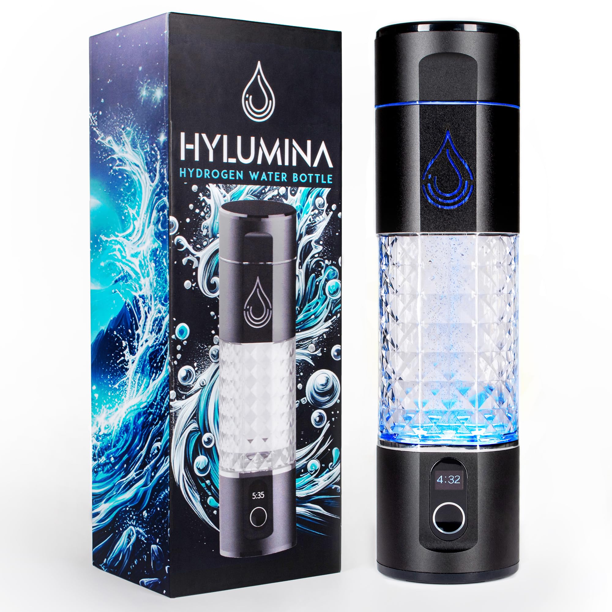 Premium SPE/PEM Hydrogen Water Bottle Generator with OLED Display – 4000ppb Hydrogen Infused Water for Enhanced Hydration – Rechargeable Portable Hydrogen Water Machine (9.5oz) – Perfect for Gym, Travel & Daily Wellness