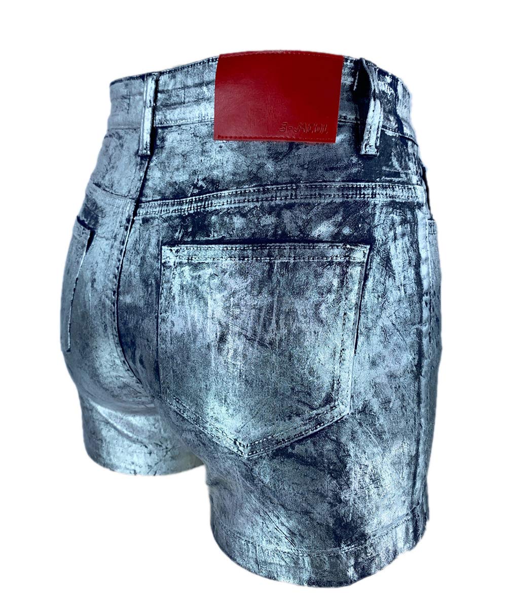 S-JACOL Women's High Waist Stretch Denim Shorts - Embroidered Cuffed Hem Jeans for Summer Casual Outfits & Beach Vacations