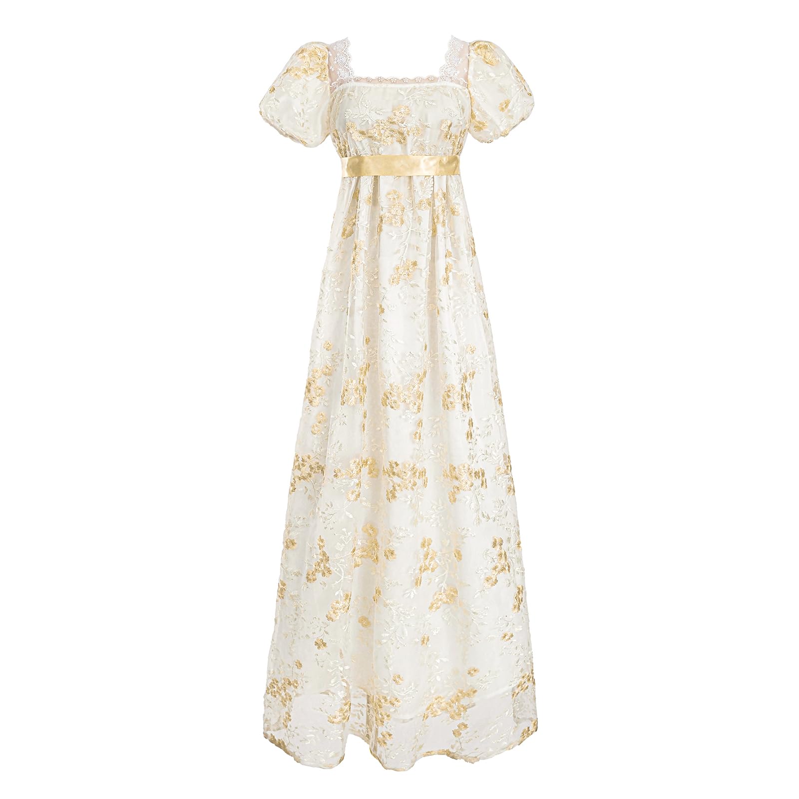 Regency Dress for Women - Elegant Empire Waist Victorian Gown with Embroidery | Tea Party, Cosplay & Historical Reenactment Costume